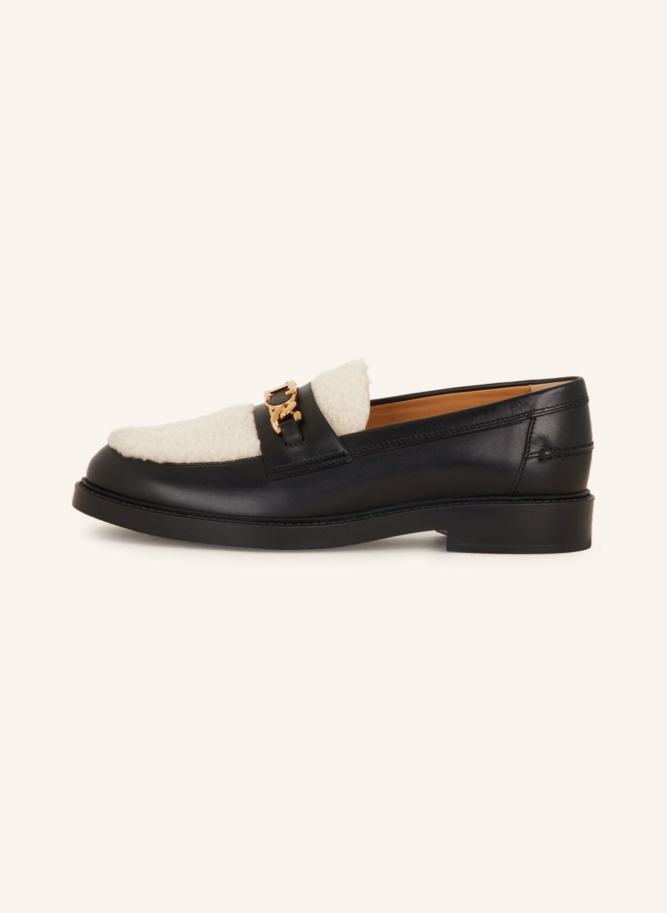TOD'S Loafers with real fur, Color: BLACK/ ECRU (Image 4)