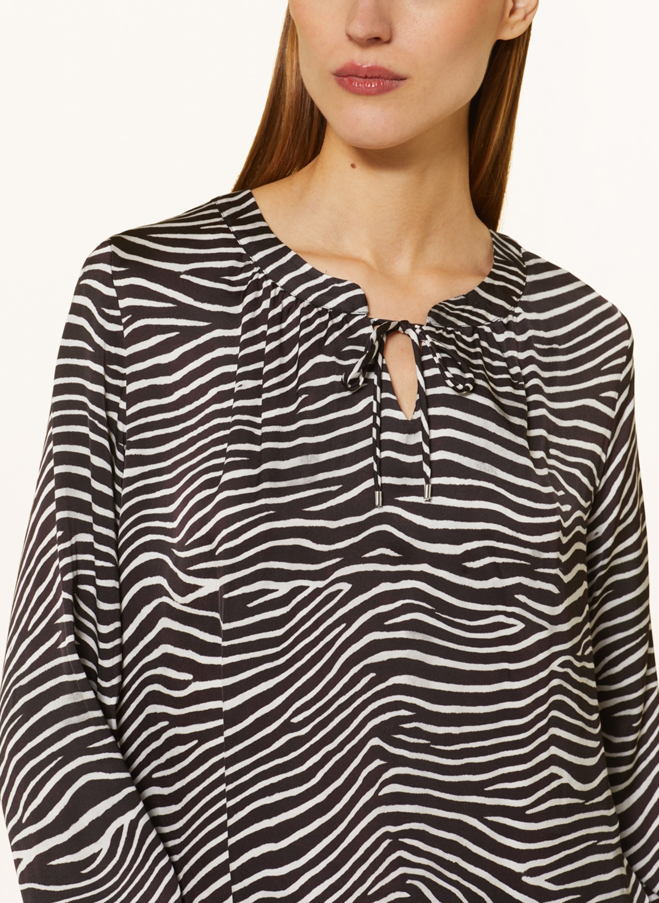 lilienfels Shirt blouse in satin, Color: BLACK/ WHITE (Image 4)