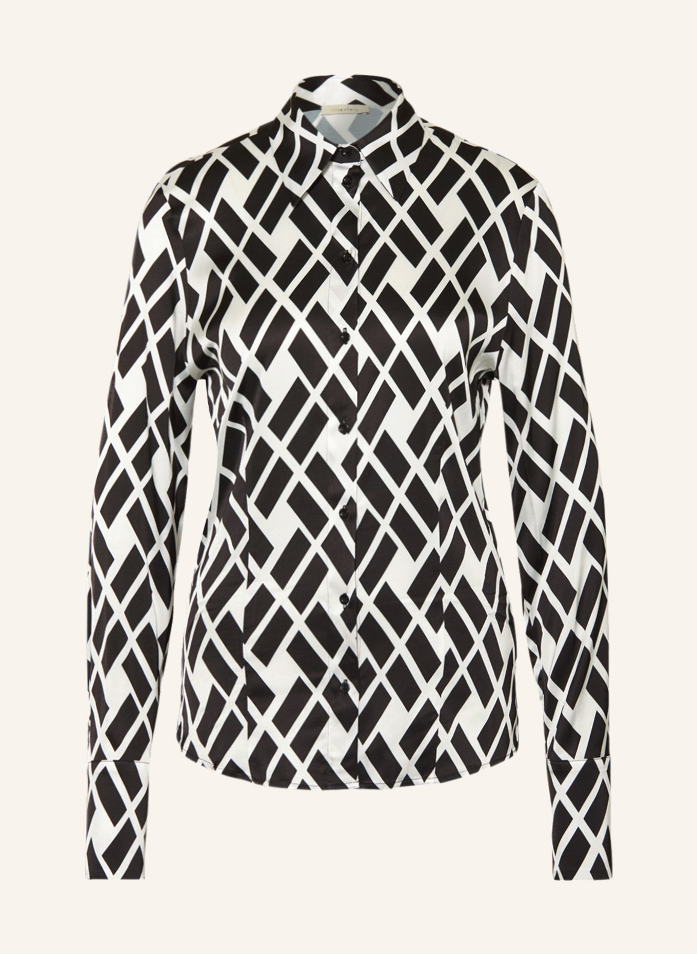 lilienfels Satin shirt blouse, Color: BLACK/ WHITE (Image 1)