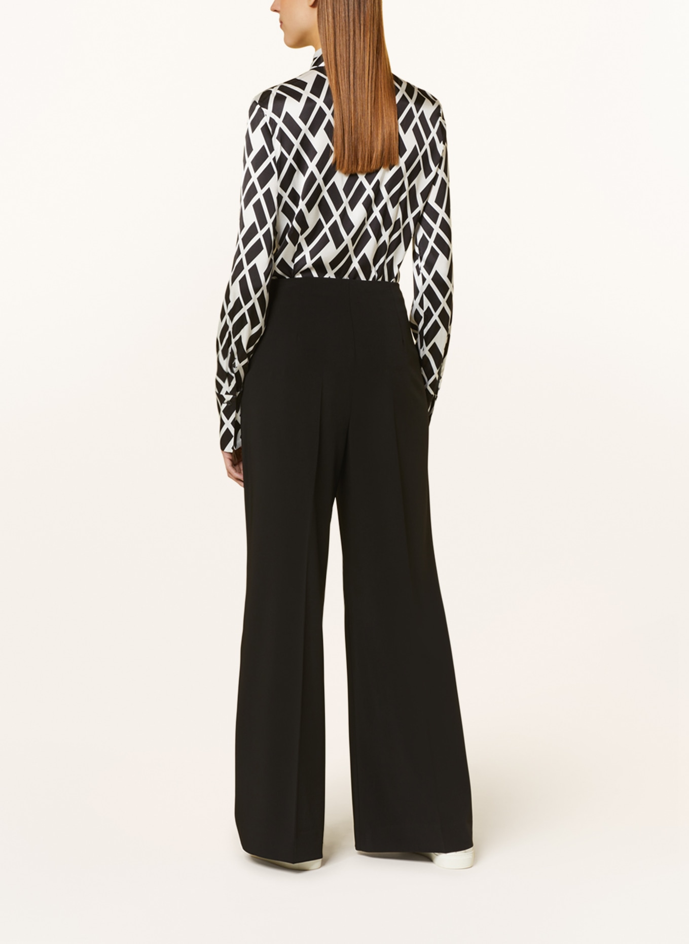 lilienfels Satin shirt blouse, Color: BLACK/ WHITE (Image 3)