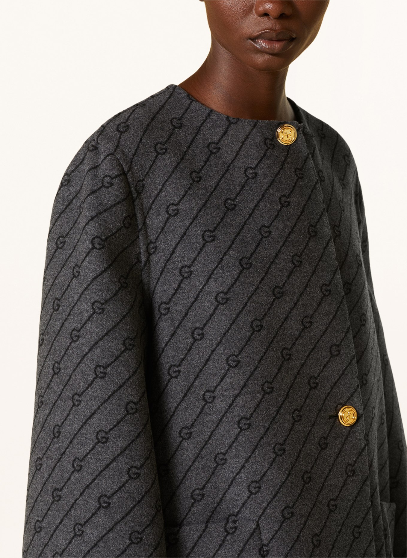 GUCCI Reversible pea coat, Color: BLACK/ GRAY (Image 5)