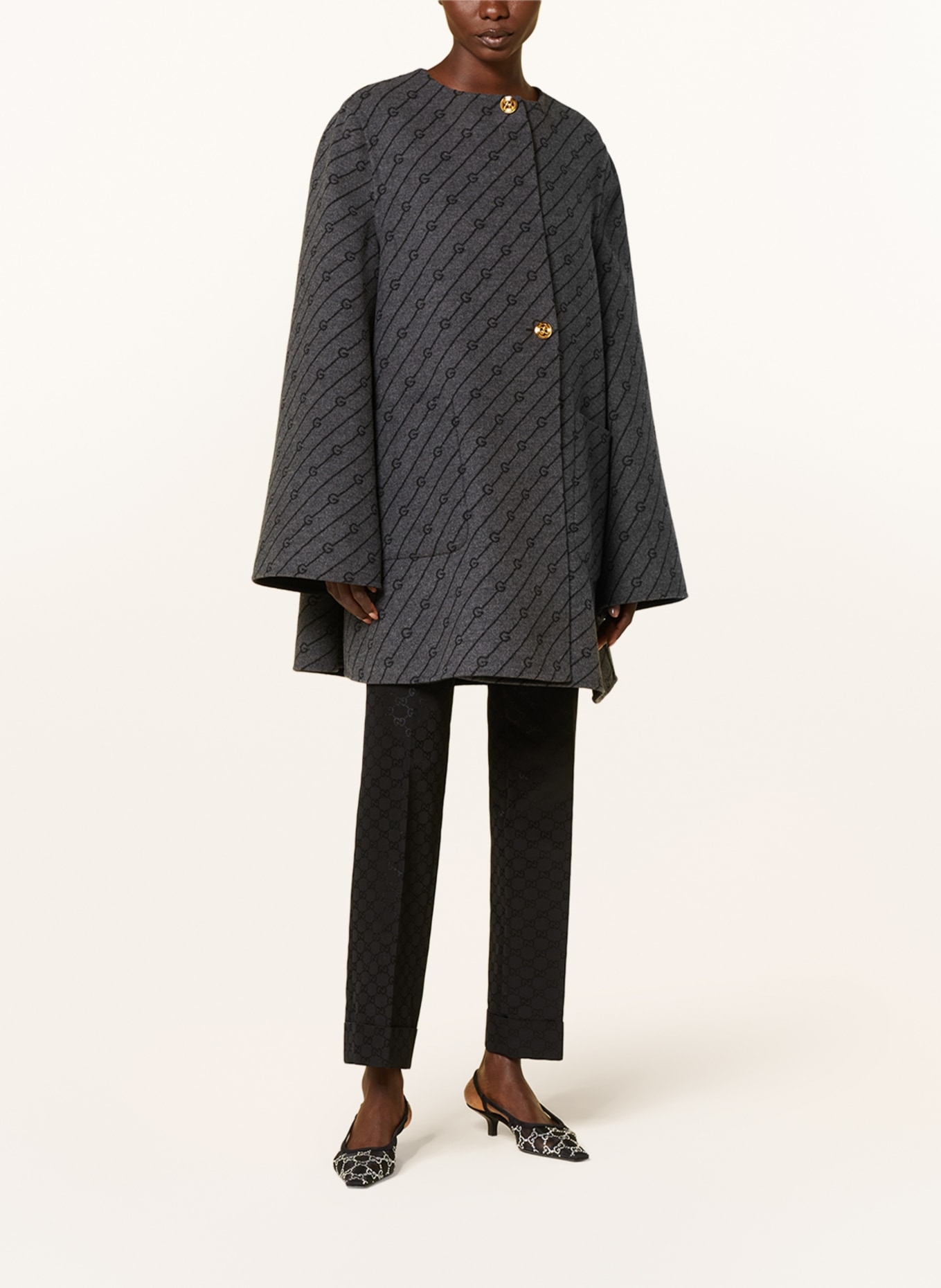 GUCCI Reversible pea coat, Color: BLACK/ GRAY (Image 6)