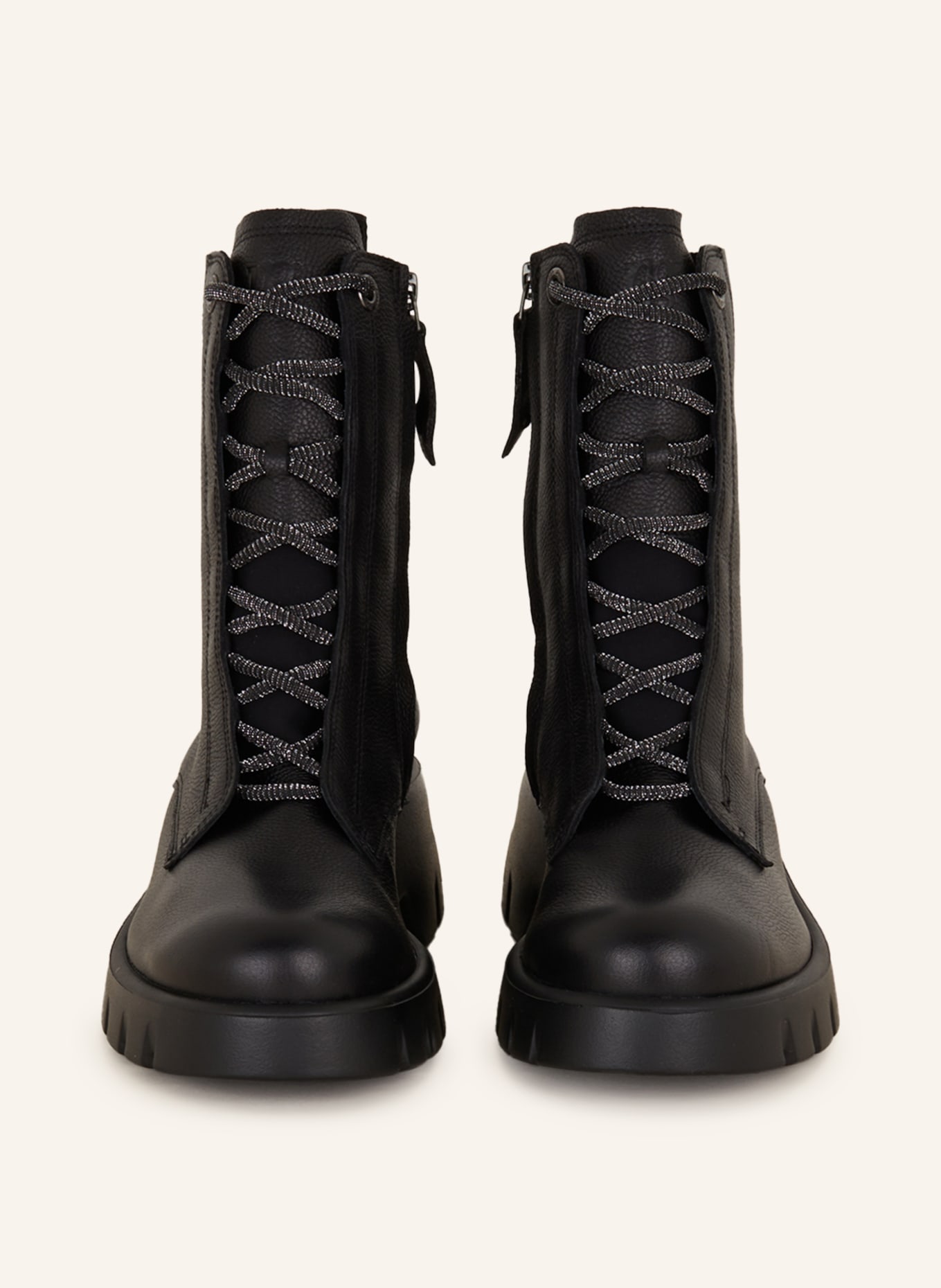 paul green Lace-up boots with glitter, Color: BLACK (Image 3)