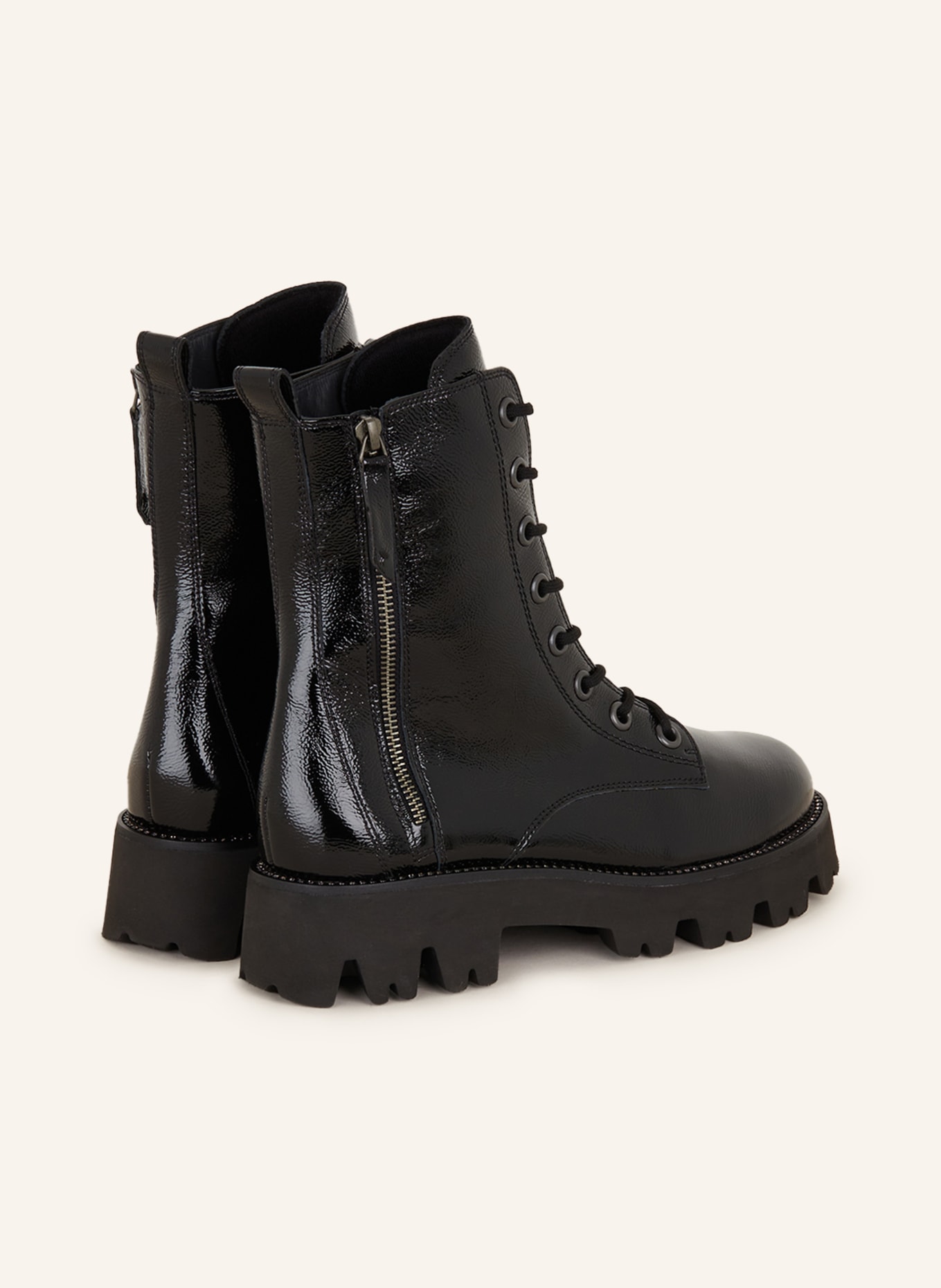 paul green Lace-up boots with decorative gems, Color: BLACK (Image 2)