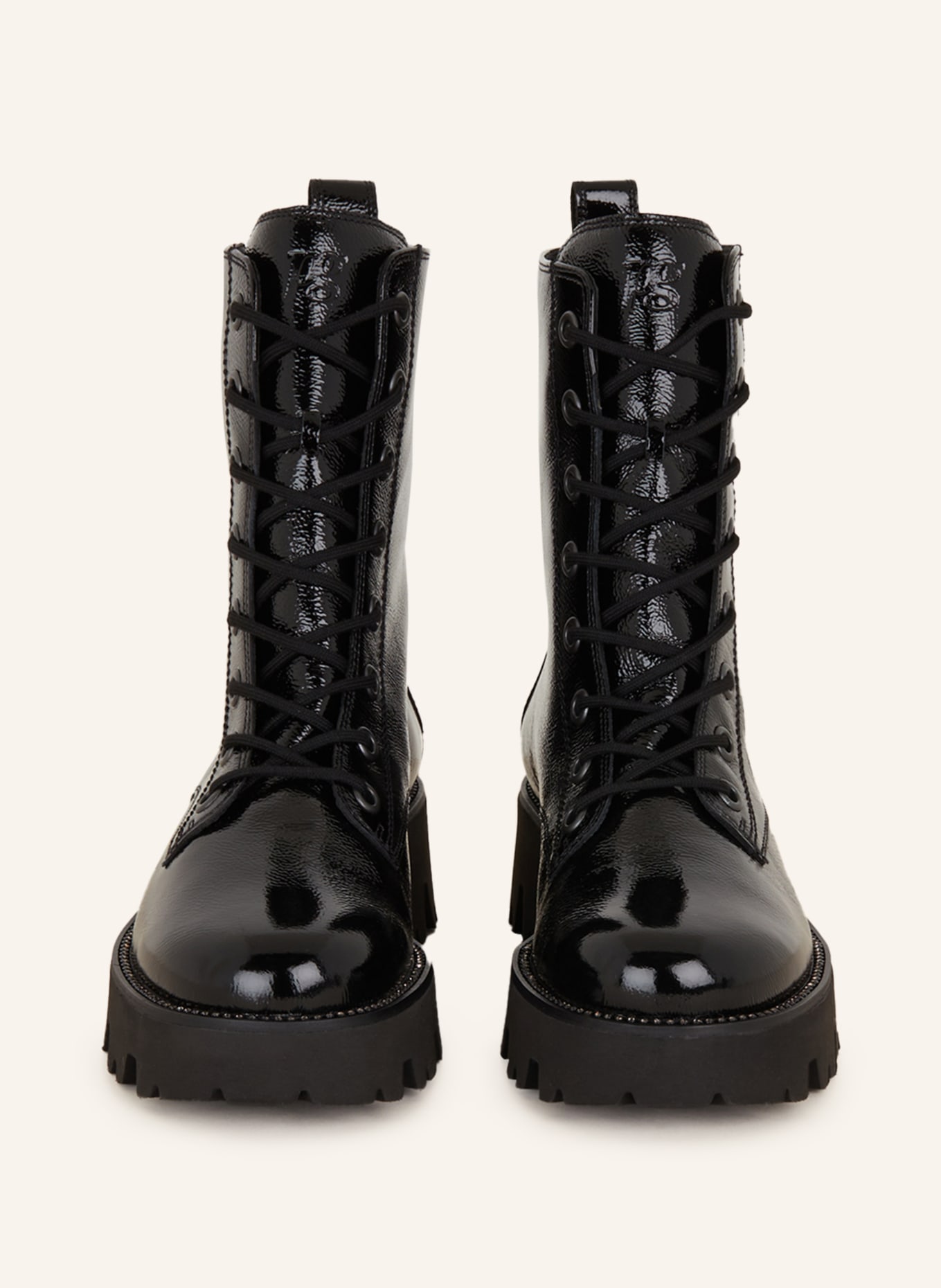 paul green Lace-up boots with decorative gems, Color: BLACK (Image 3)
