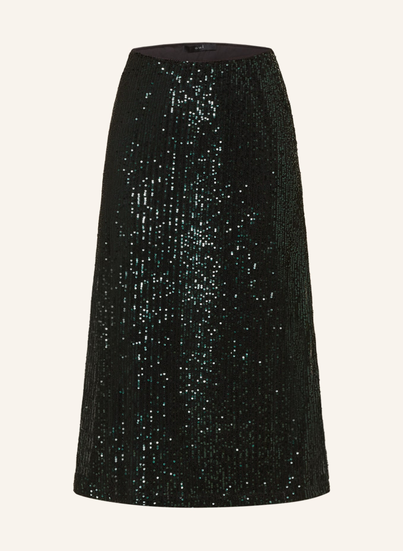 oui Tulle skirt with sequins, Color: BLACK/ DARK GREEN (Image 1)