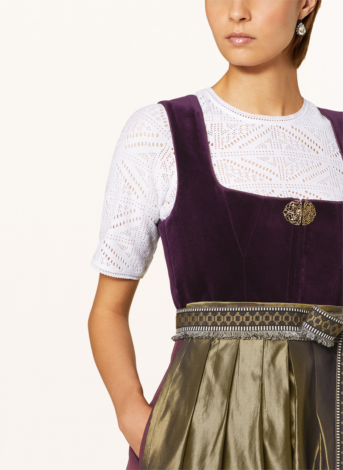 Hammerschmid Dirndl blouse BETTINA in crochet lace, Color: WHITE (Image 3)