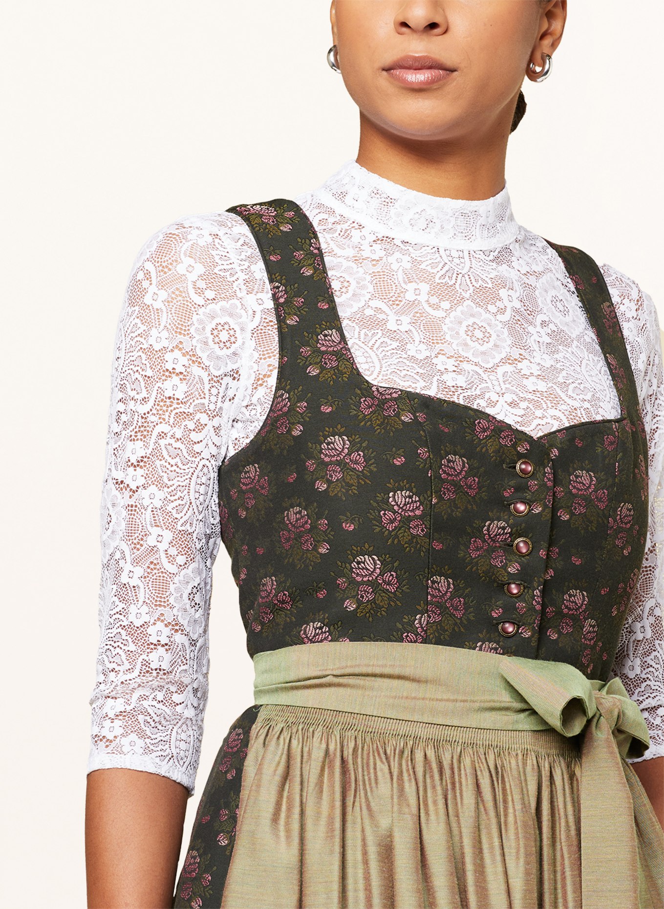 Hammerschmid Dirndl blouse BABSI in lace with 3/4 sleeves, Color: WHITE (Image 3)