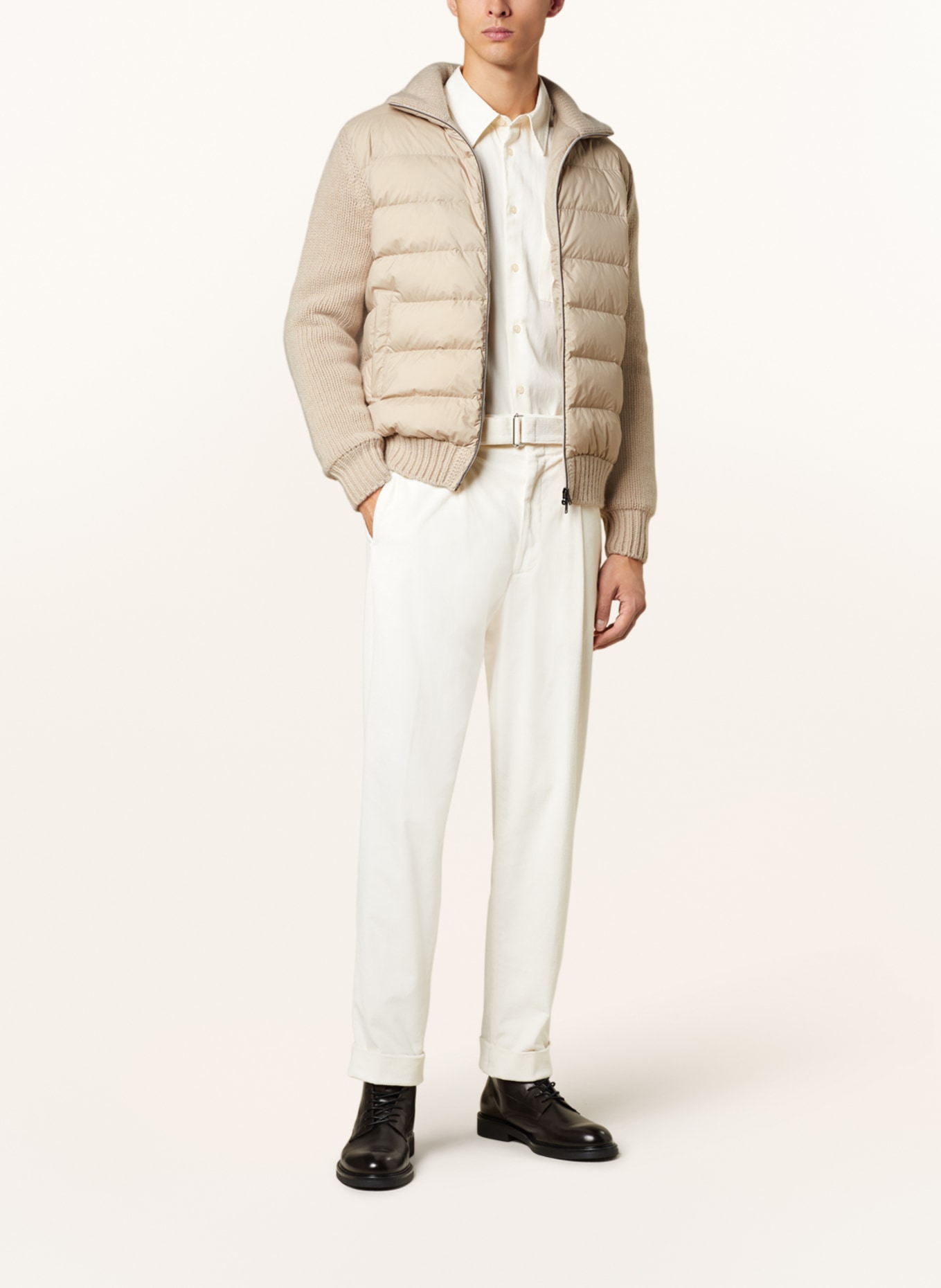 HERNO Cardigan in mixed materials with cashmere, Color: BEIGE (Image 2)