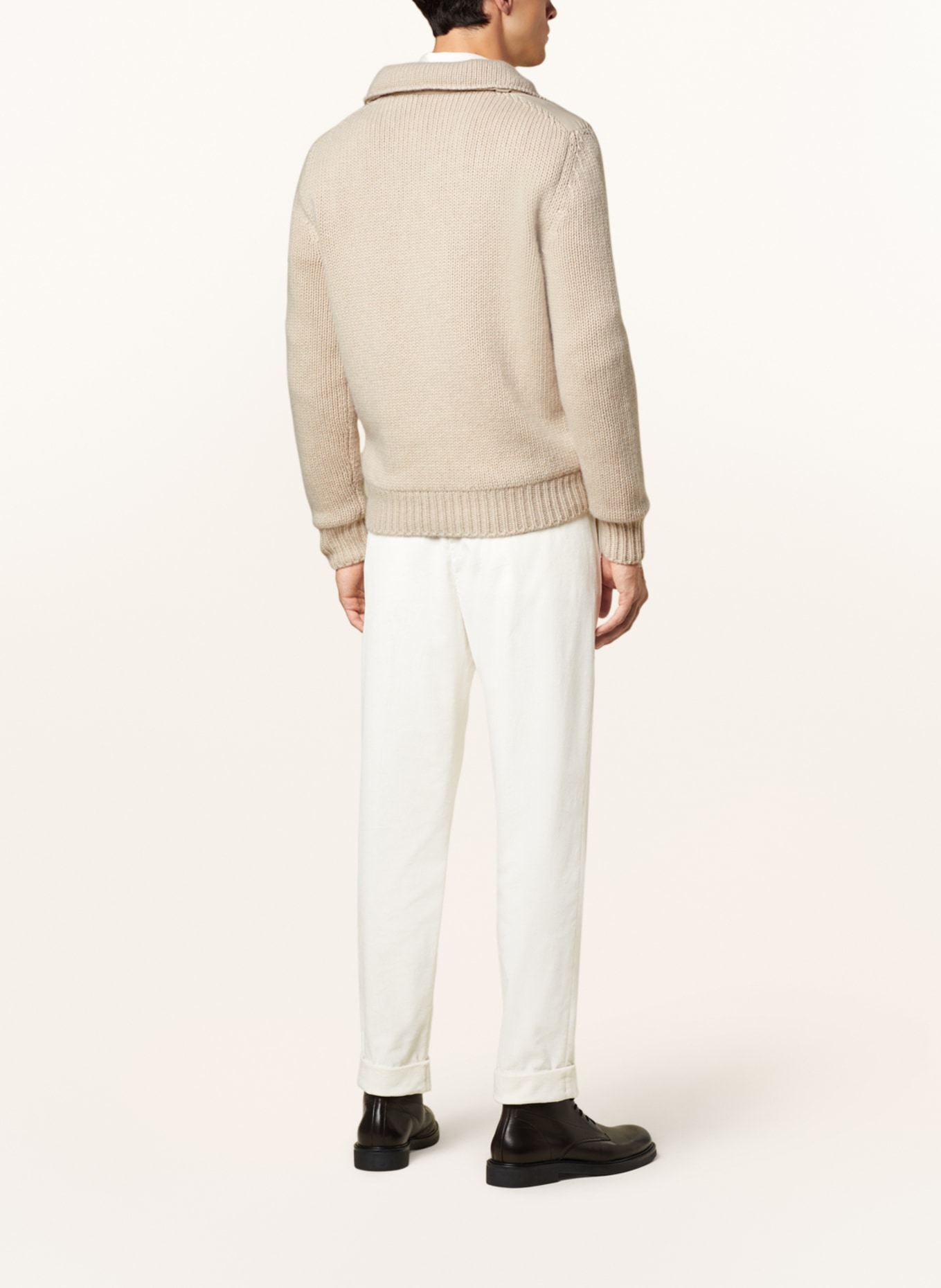 HERNO Cardigan in mixed materials with cashmere, Color: BEIGE (Image 3)