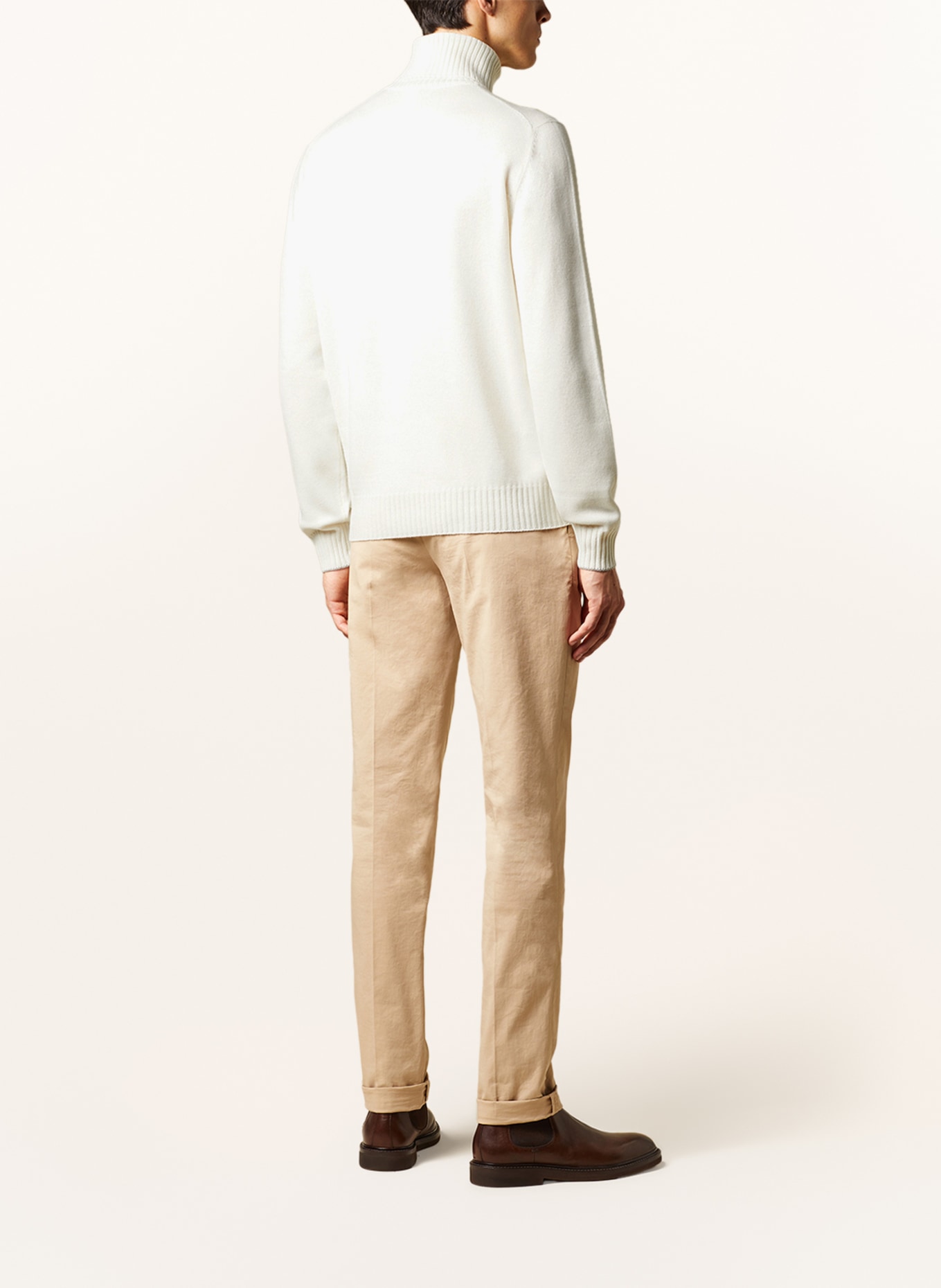 BRUNELLO CUCINELLI Turtleneck sweater in cashmere, Color: ECRU/ BROWN/ LIGHT BROWN (Image 3)