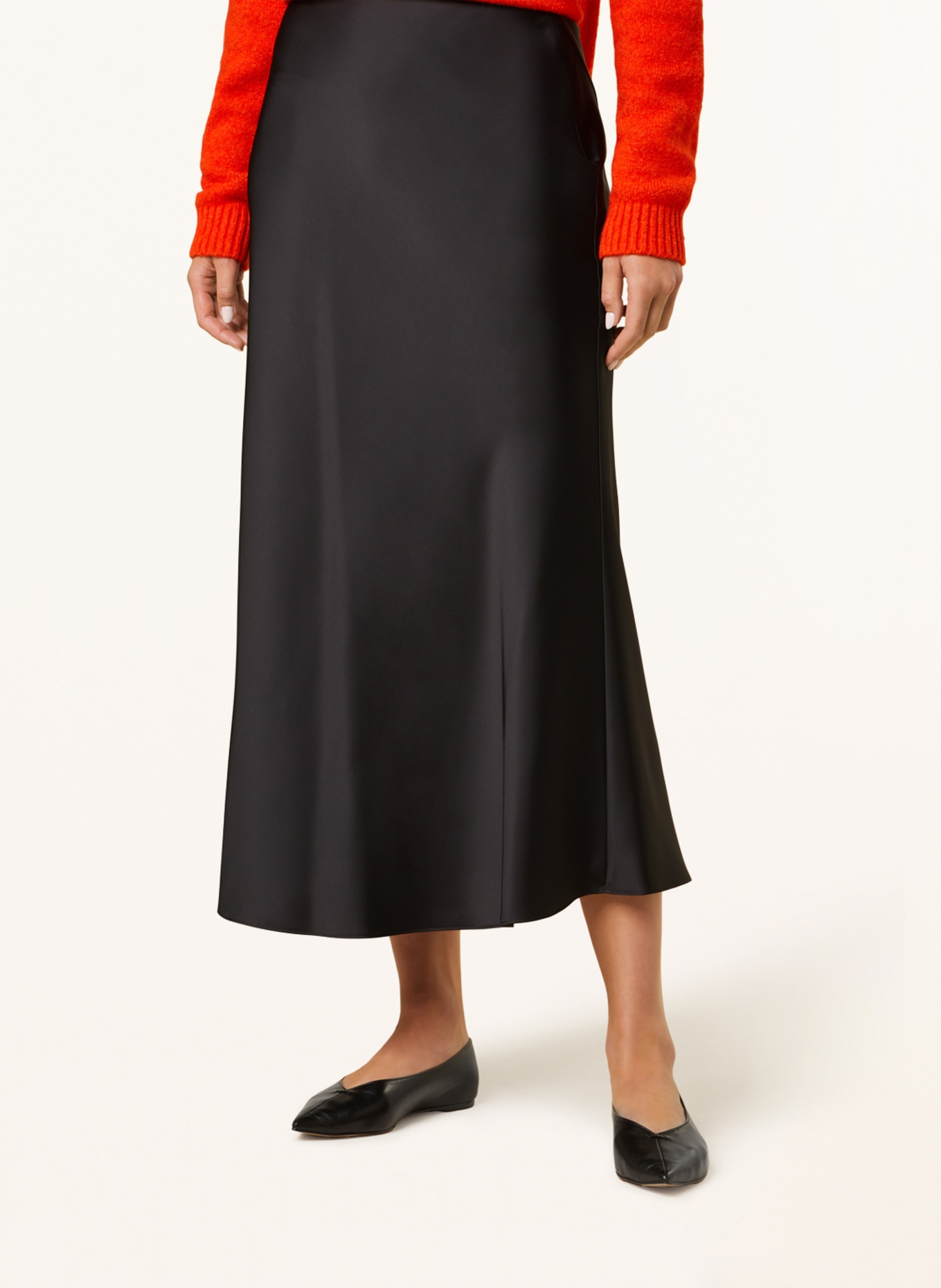 BOSS Satin skirt VINAREA, Color: BLACK (Image 4)
