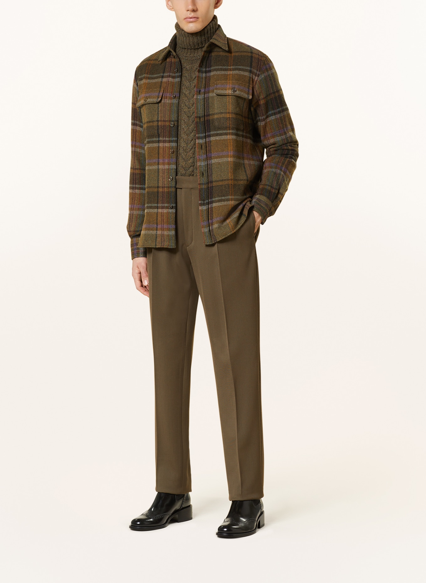 RALPH LAUREN PURPLE LABEL Spodnie regular fit, Kolor: OLIWKOWY (Obrazek 2)