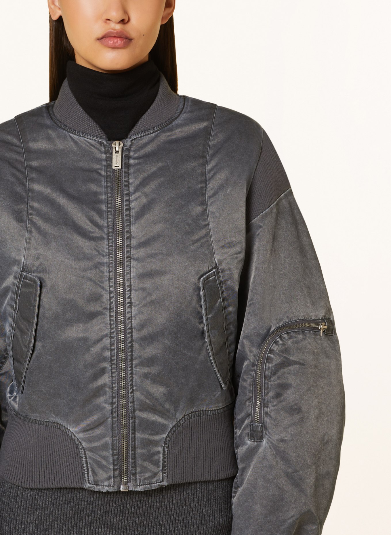 Dark gray bomber jacket outlet