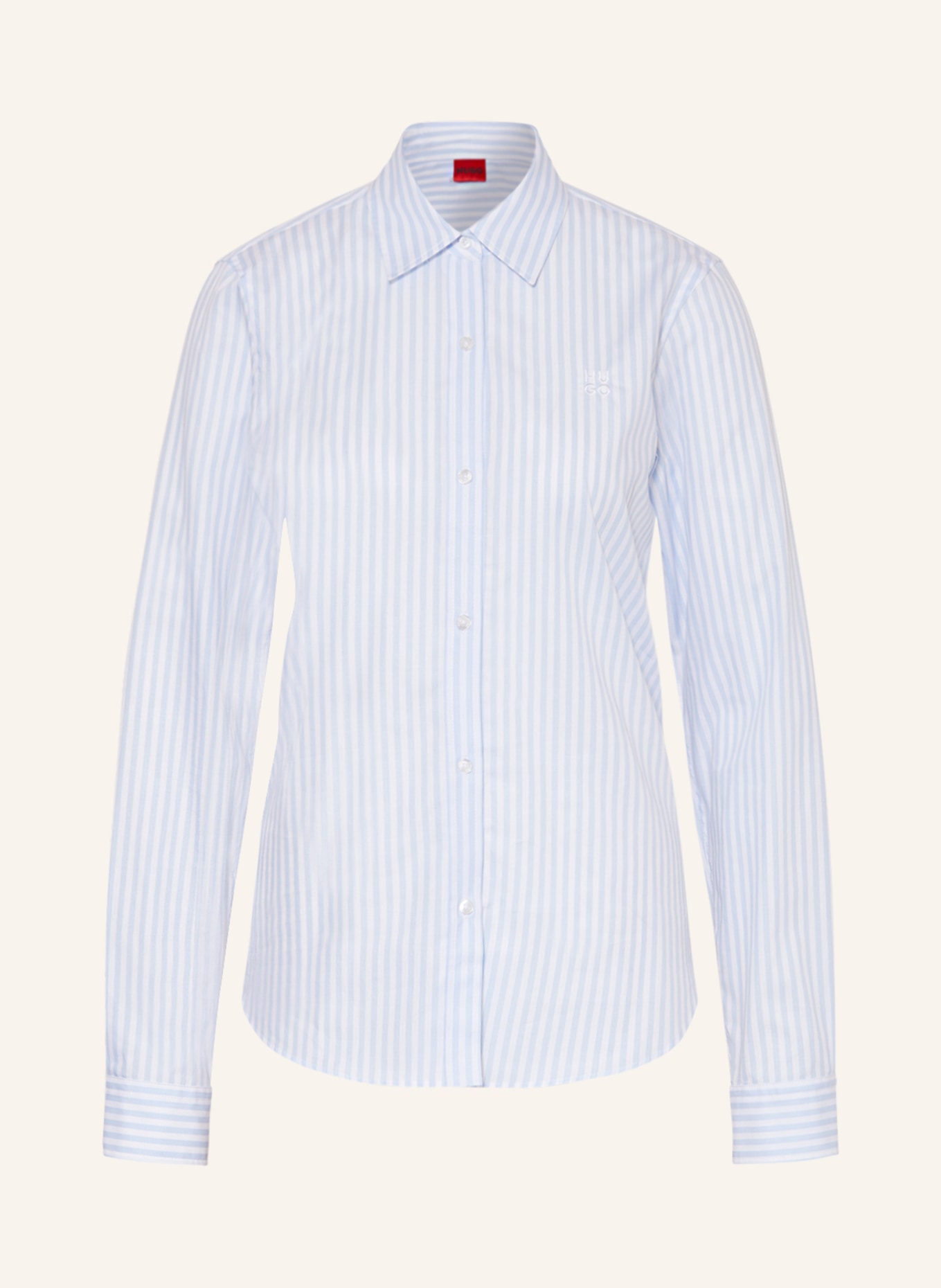 HUGO Shirt blouse THE ESSENTIAL, Color: LIGHT BLUE/ WHITE (Image 1)