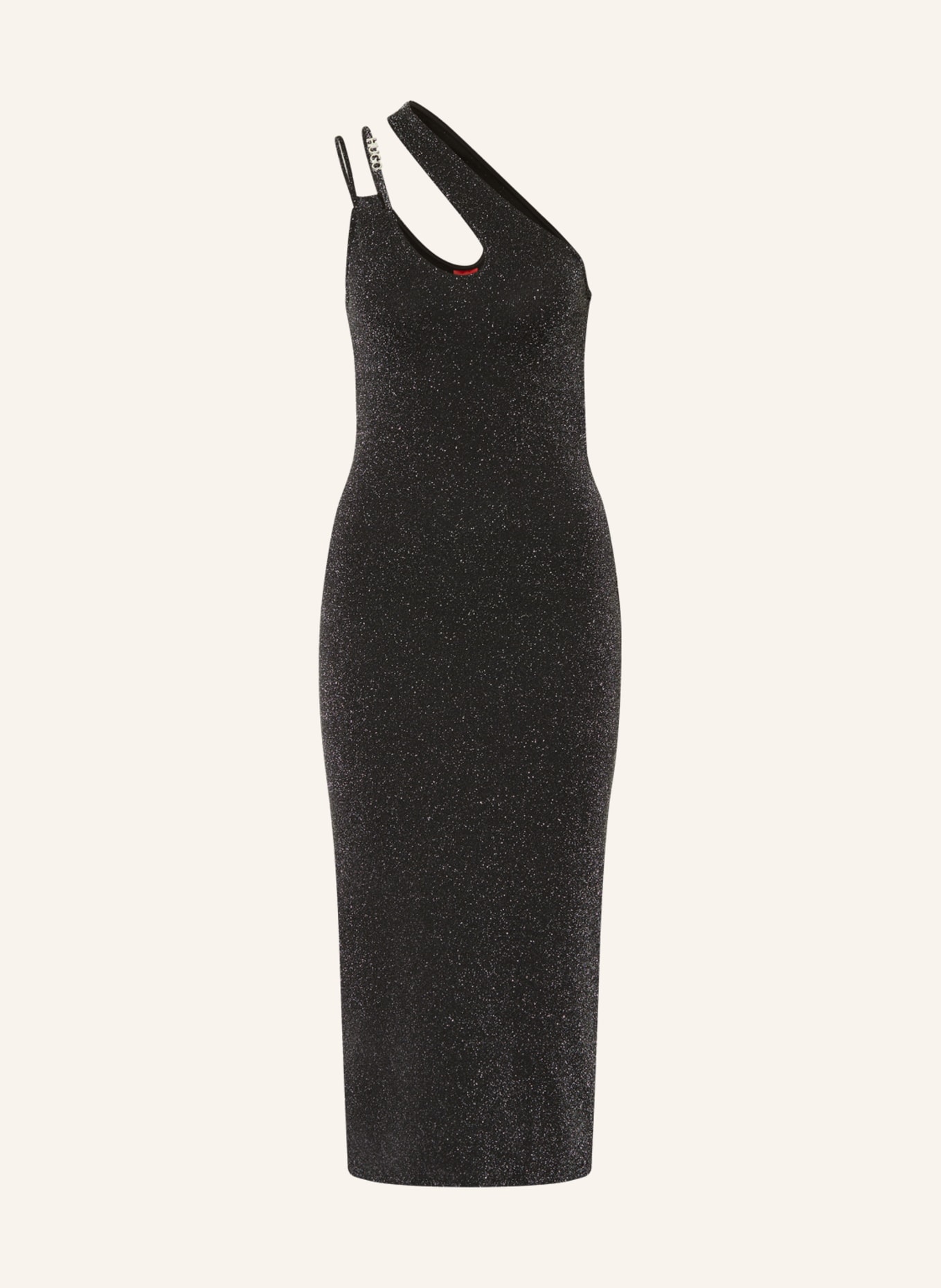HUGO One-Shoulder-Kleid NATHENE mit Glitzergarn, Farbe: SCHWARZ/ SILBER (Bild 1)