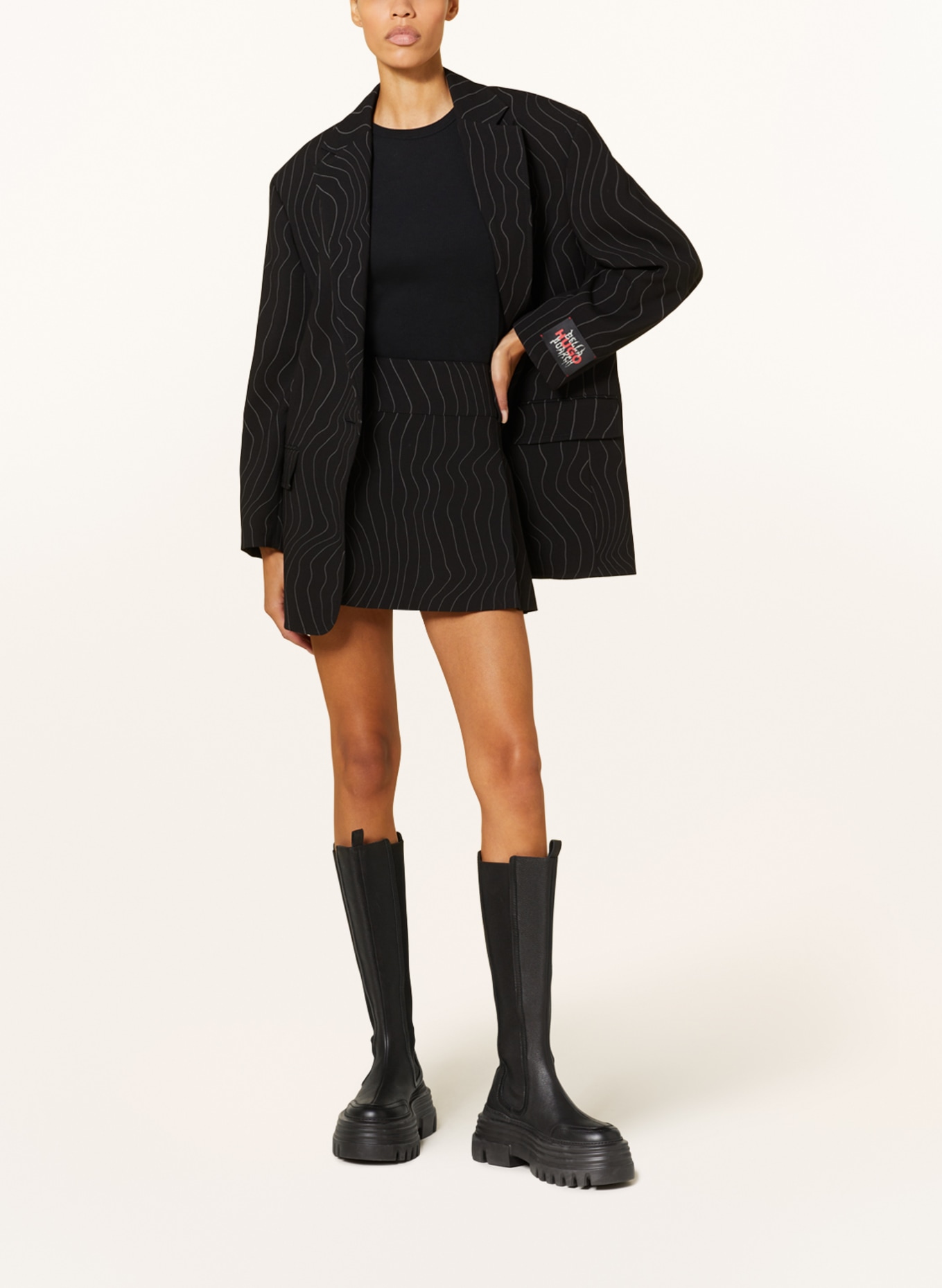 HUGO Pleated skirt ROELLE, Color: BLACK/ GRAY (Image 2)