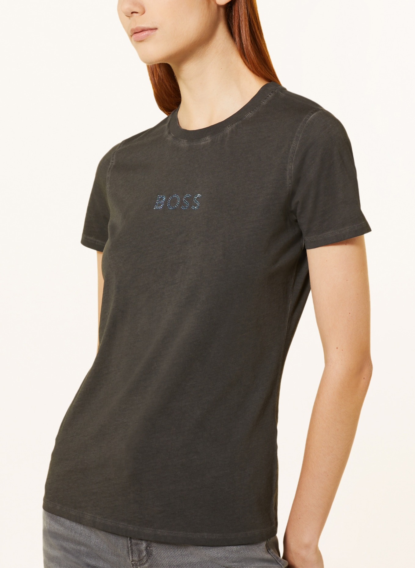 BOSS T-Shirt ELOGOSP mit Schmucksteinen, Farbe: SCHWARZ (Bild 4)