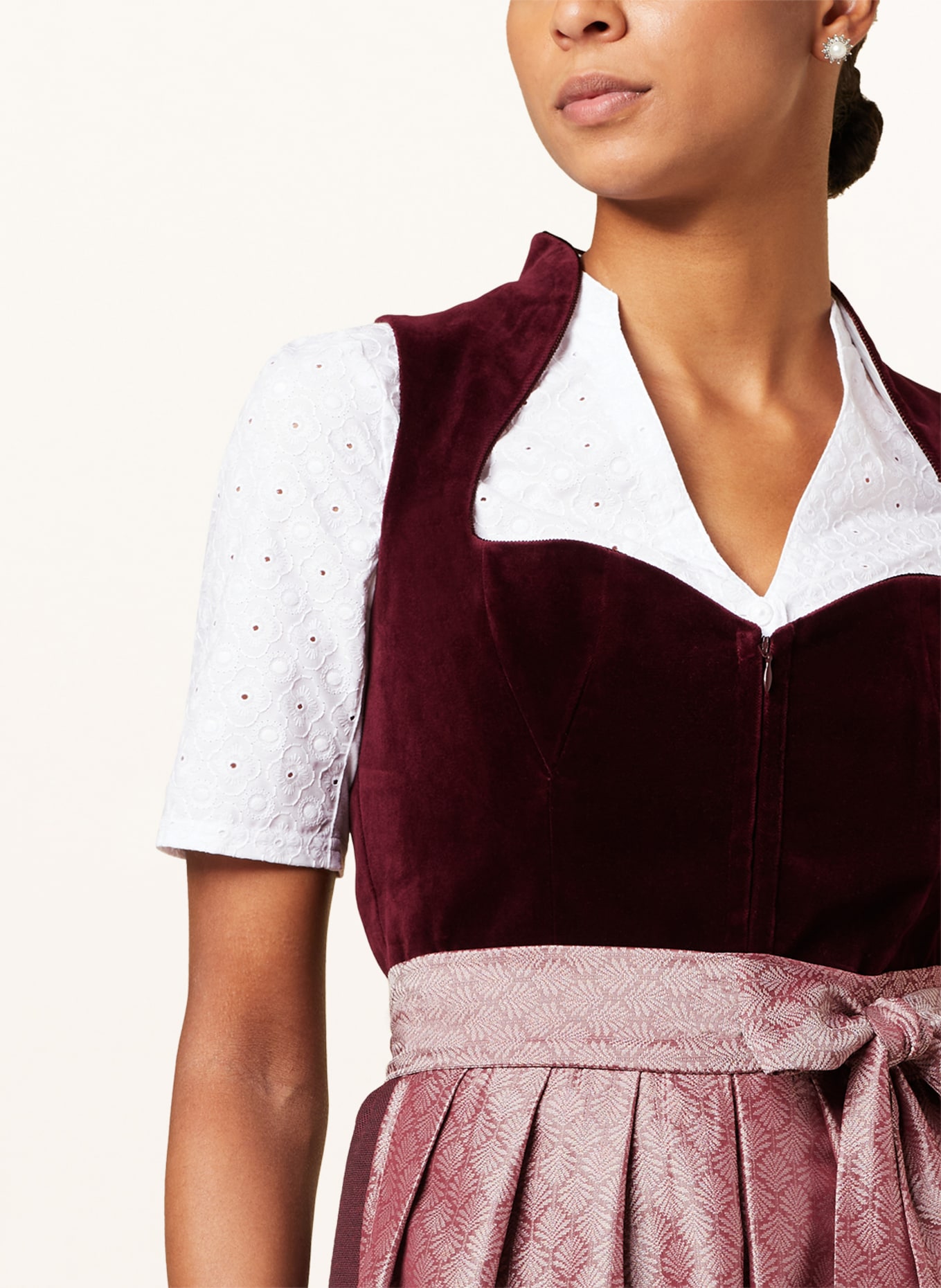 WALDORFF Dirndl blouse in mixed materials, Color: WHITE (Image 3)