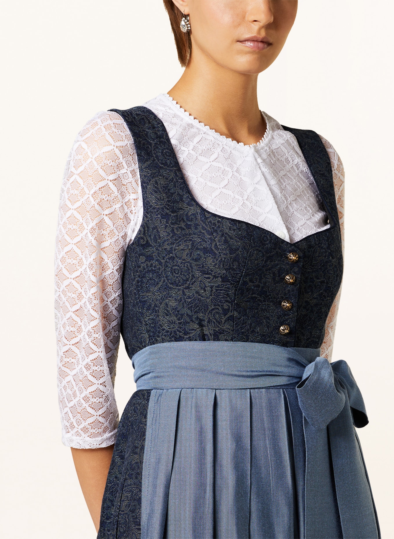 WALDORFF Dirndl blouse in lace with 3/4 sleeves, Color: WHITE (Image 3)