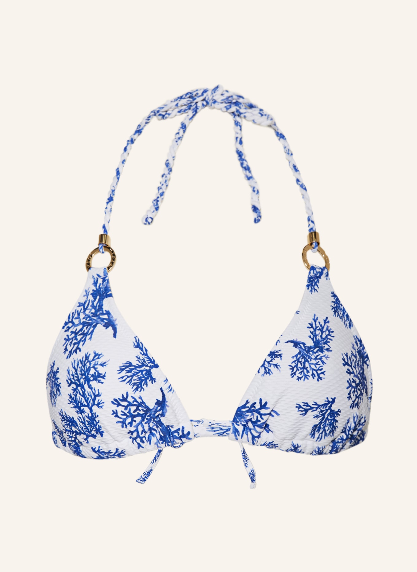 heidi klein Triangle bikini top LITTLE DIX BAY, Color: WHITE/ BLUE (Image 1)