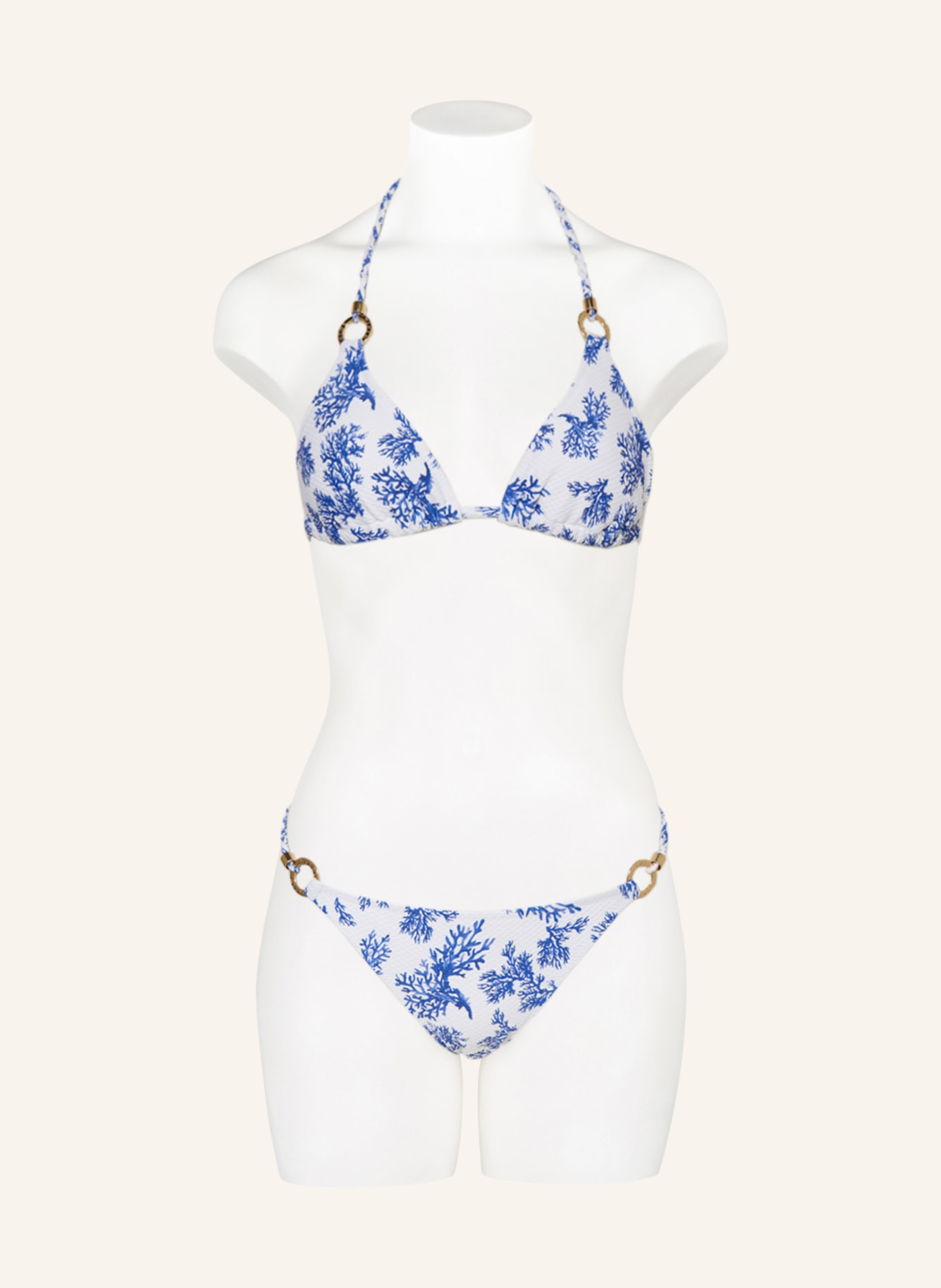 heidi klein Triangle bikini top LITTLE DIX BAY, Color: WHITE/ BLUE (Image 2)