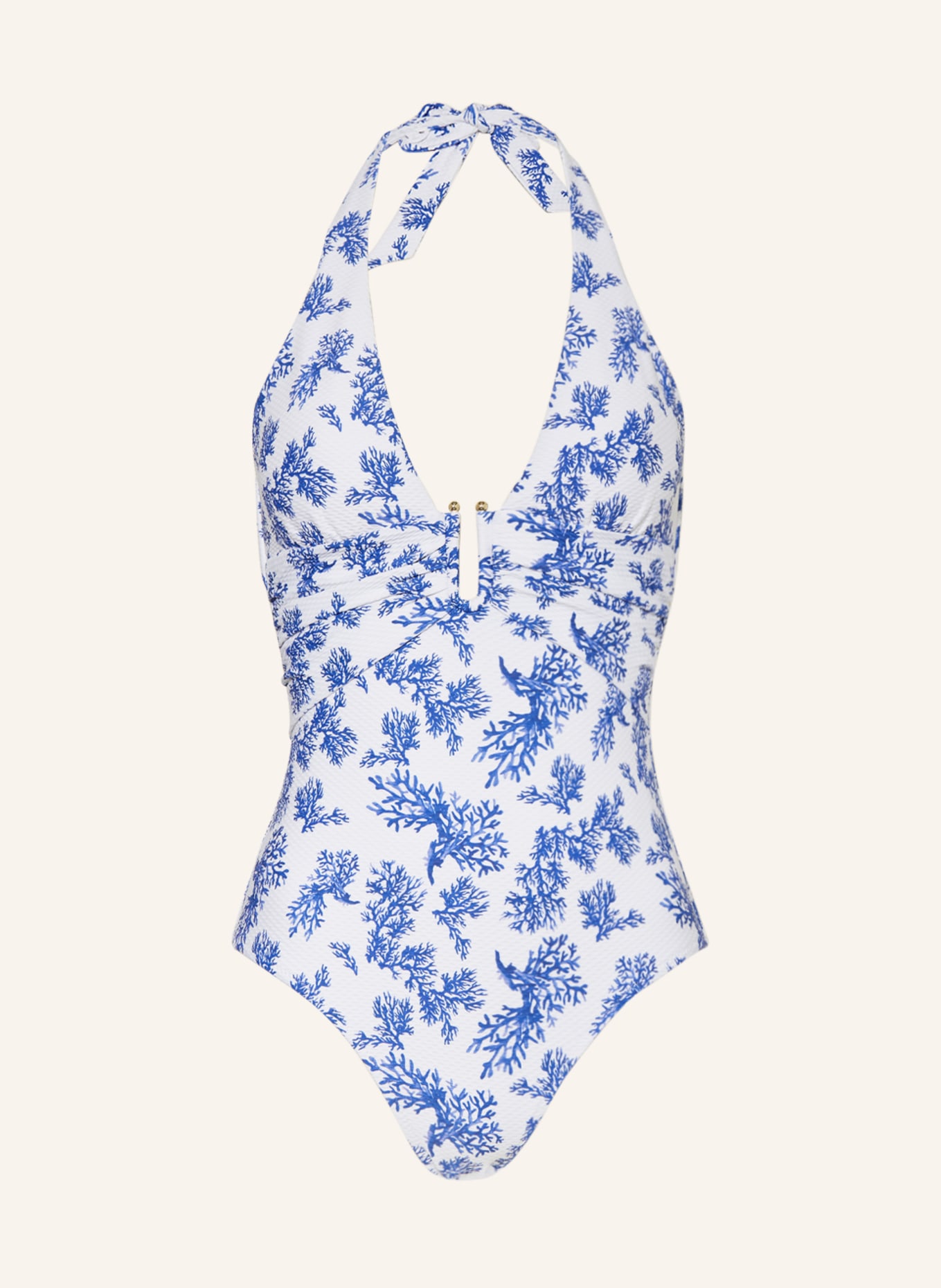 heidi klein Halter neck swimsuit LITTLE DIX BAY, Color: WHITE/ BLUE (Image 1)