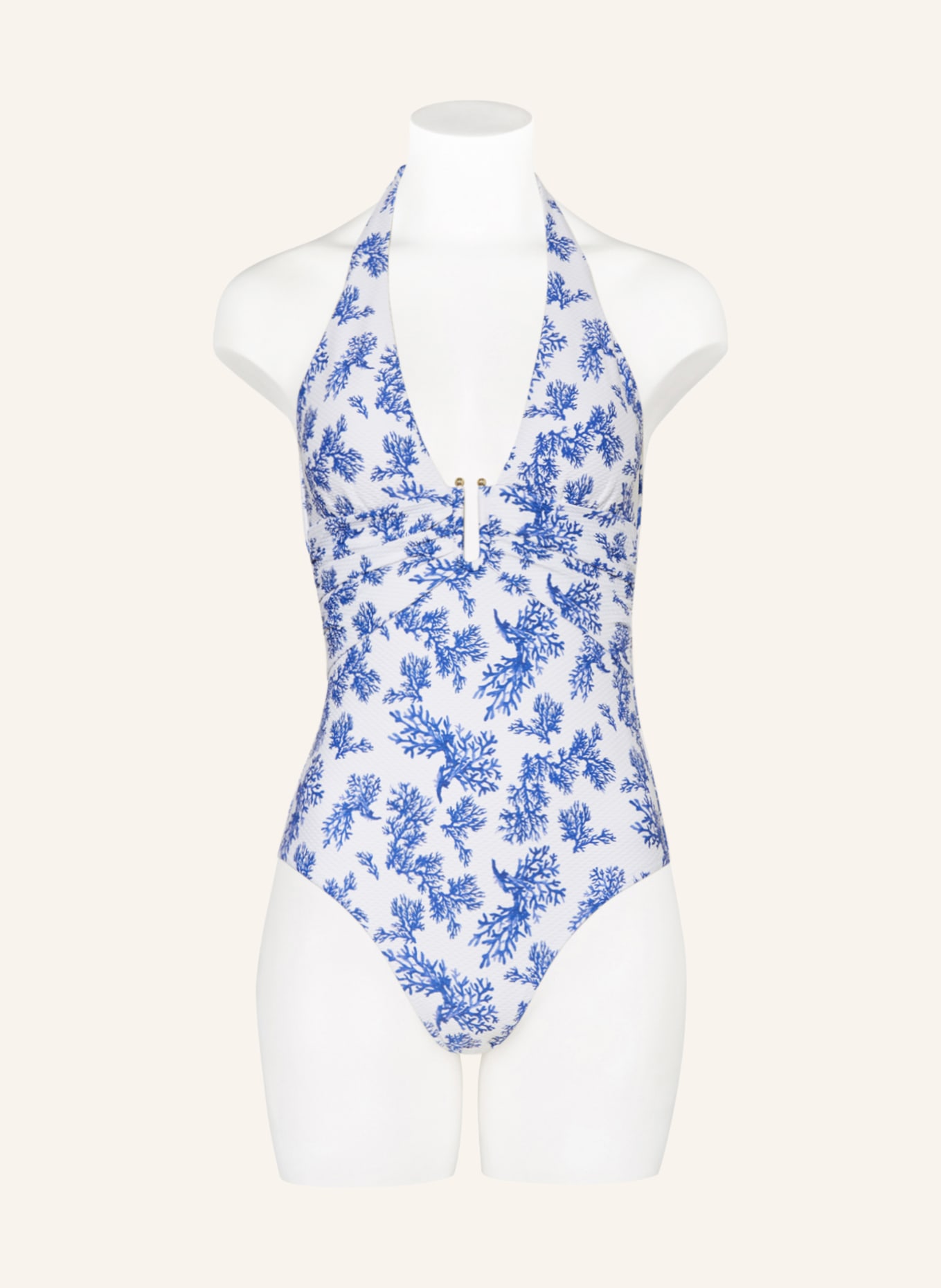 heidi klein Halter neck swimsuit LITTLE DIX BAY, Color: WHITE/ BLUE (Image 2)