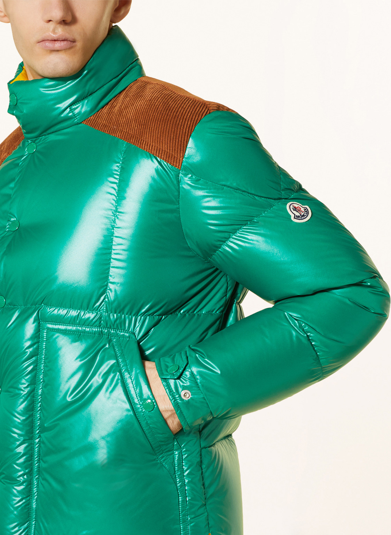 MONCLER Down jacket AIN, Color: GREEN/ COGNAC (Image 4)