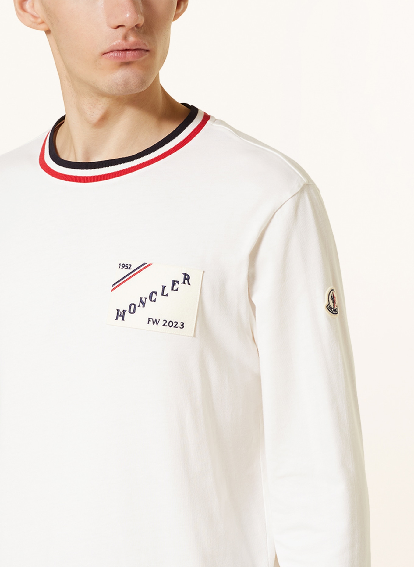 MONCLER Long sleeve shirt, Color: WHITE/ BLUE/ RED (Image 4)