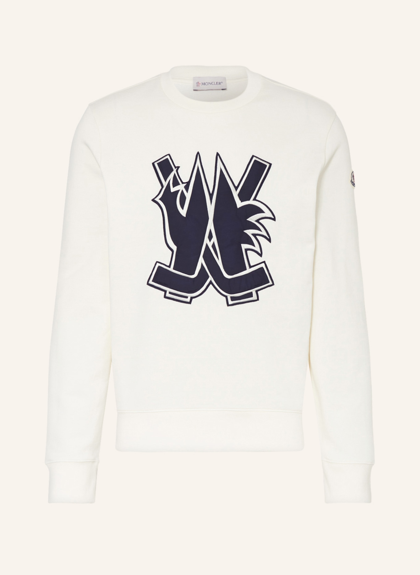 MONCLER Sweatshirt, Color: WHITE/ DARK BLUE (Image 1)