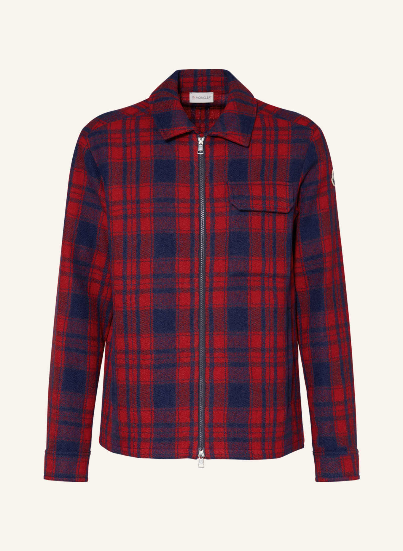 MONCLER Flannel overshirt, Color: RED/ BLUE (Image 1)