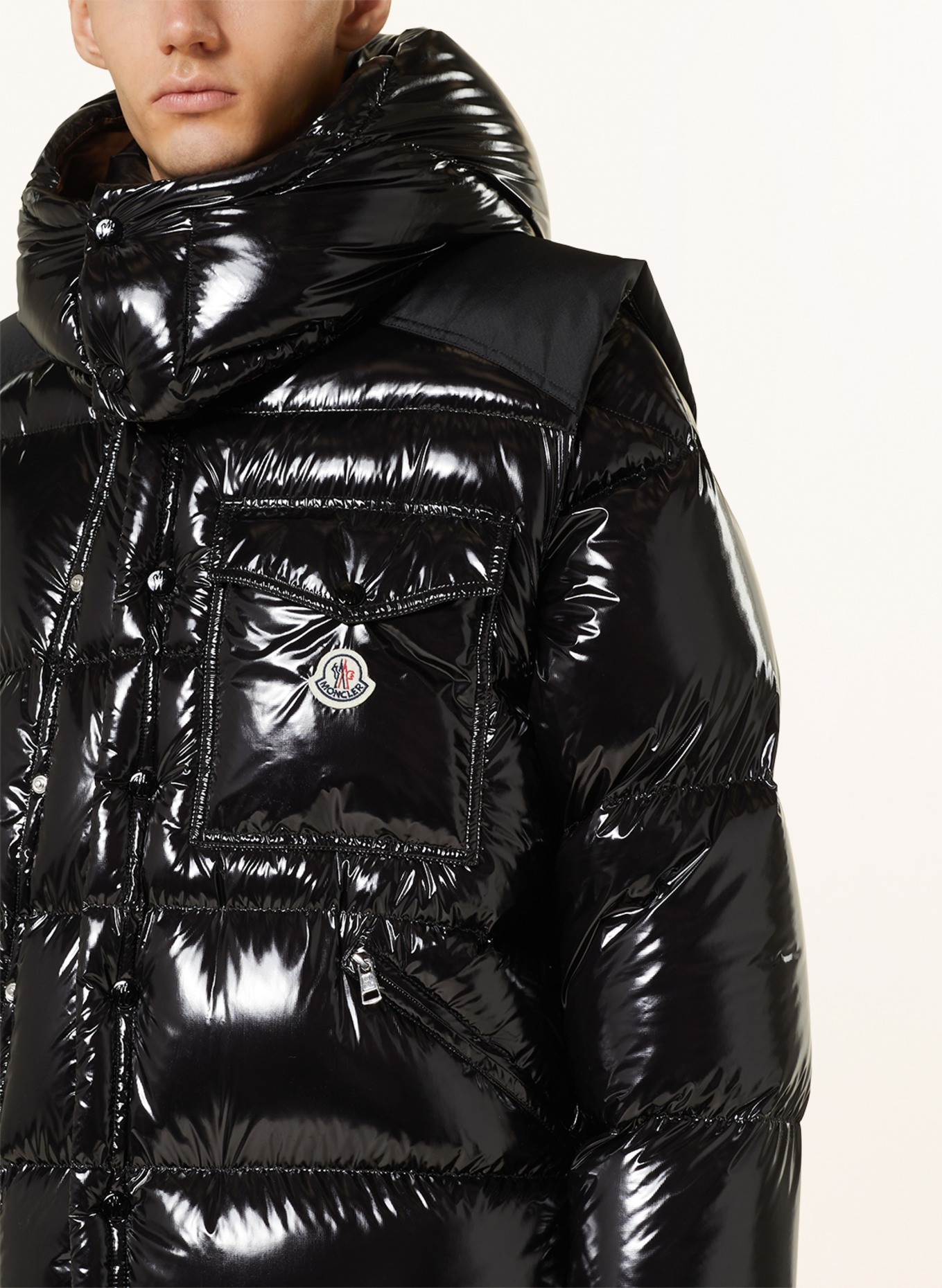 MONCLER Down jacket PRESENT KARAKORUM with detachable hood and sleeves, Color: BLACK (Image 7)