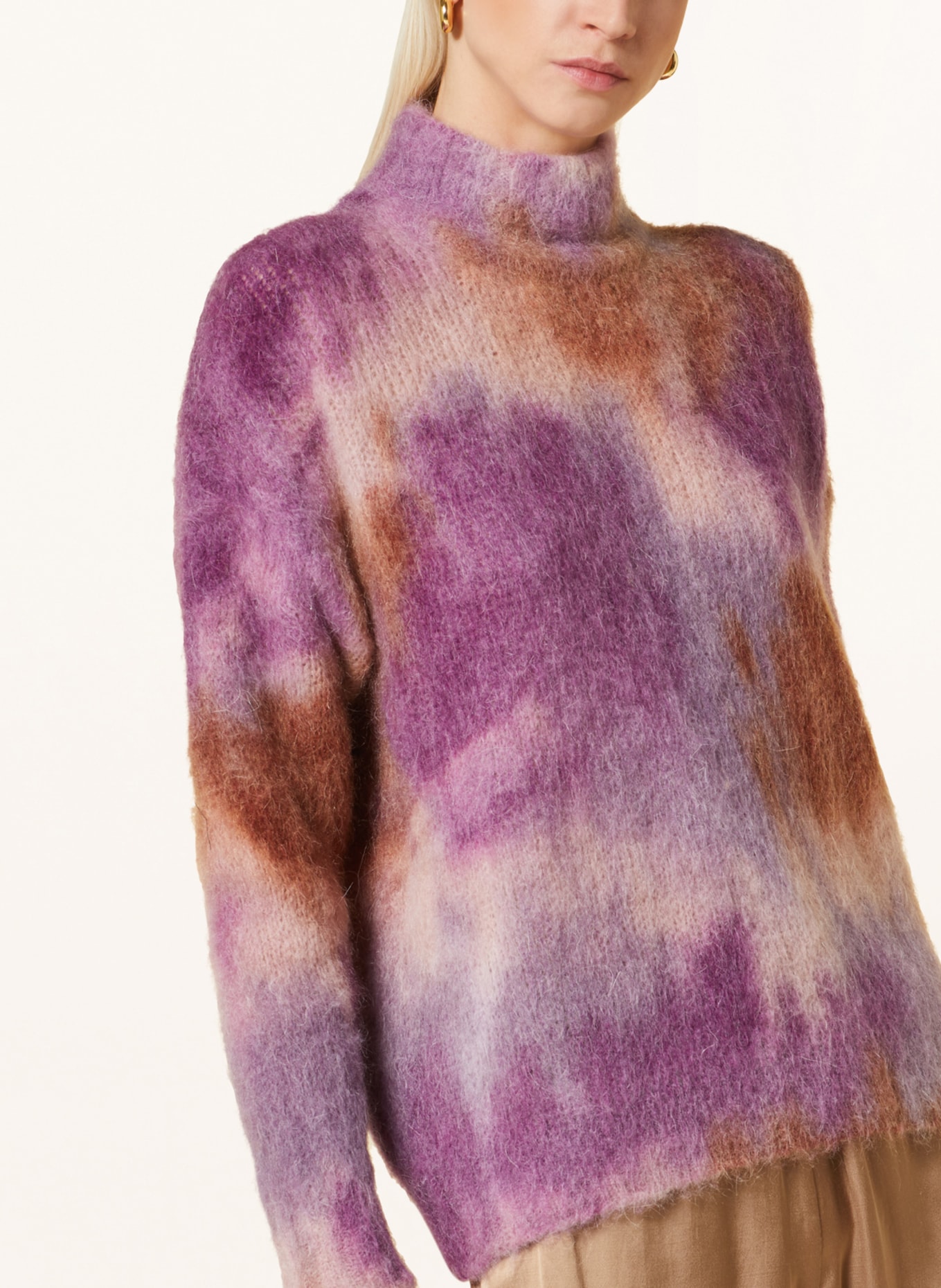 CATNOIR Sweter z dodatkiem moheru, Kolor: KONIAKOWY/ JASNOFIOLETOWY/ LILA (Obrazek 4)