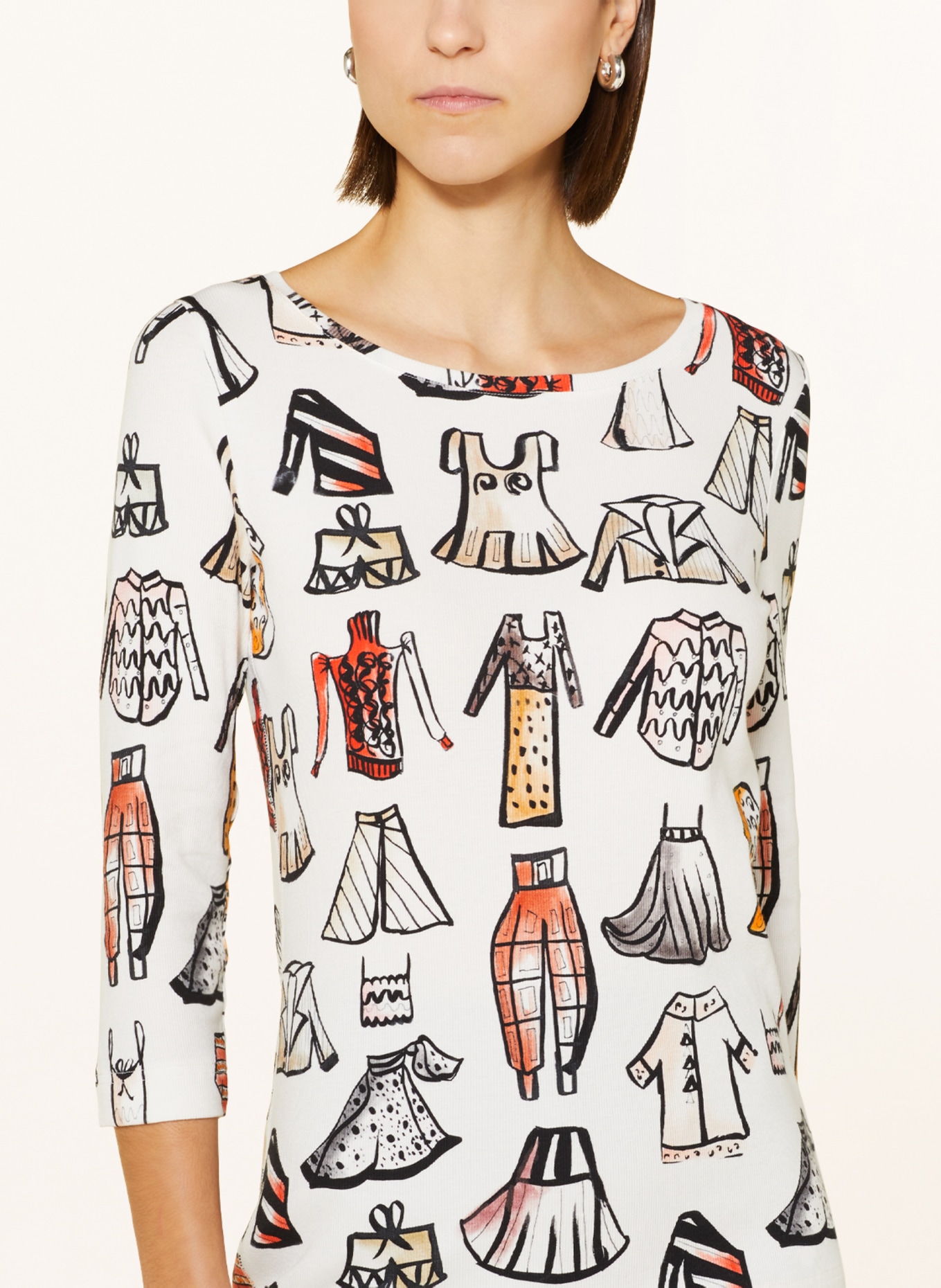 lilienfels Shirt mit 3/4-Arm, Farbe: WEISS/ ORANGE/ SCHWARZ (Bild 4)