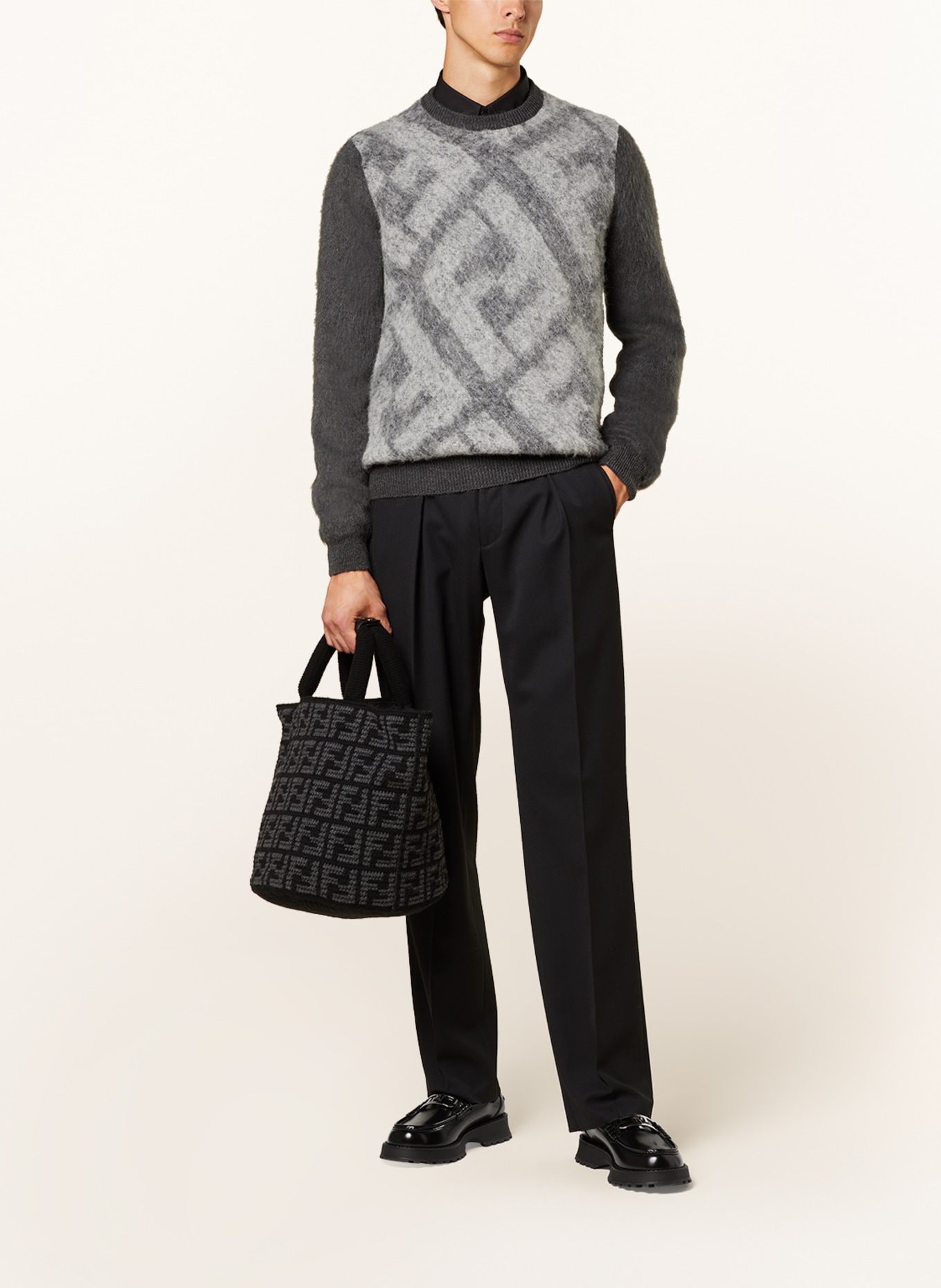 FENDI Sweater with mohair, Color: GRAY/ LIGHT GRAY (Image 2)