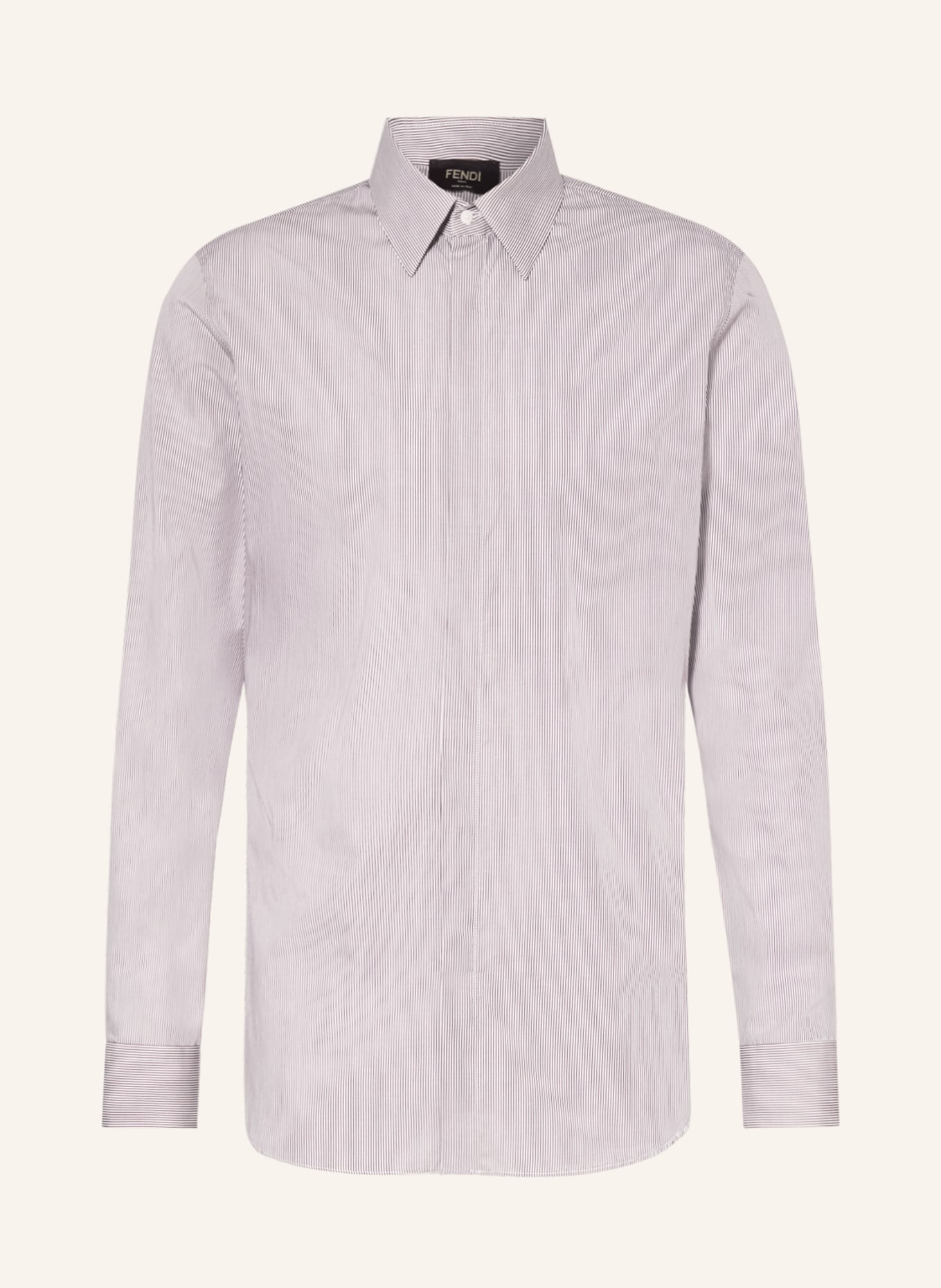 FENDI Shirt slim fit, Color: DARK BROWN/ WHITE (Image 1)