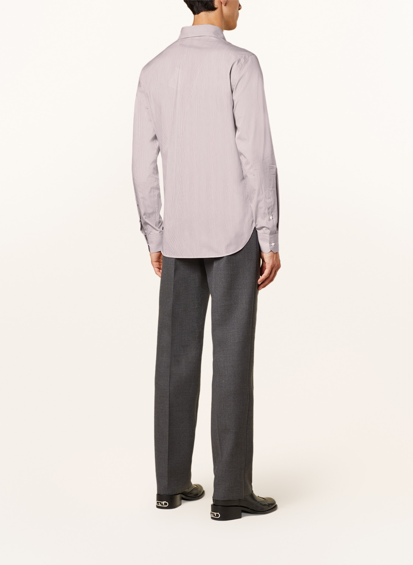 FENDI Shirt slim fit, Color: DARK BROWN/ WHITE (Image 3)