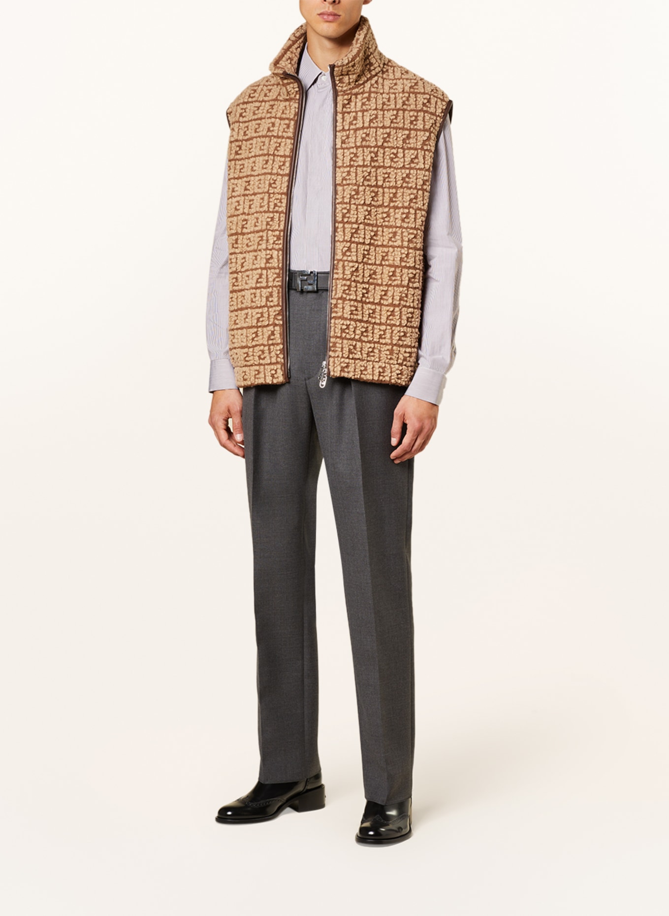 FENDI Bouclé vest, Color: BEIGE/ BROWN (Image 2)