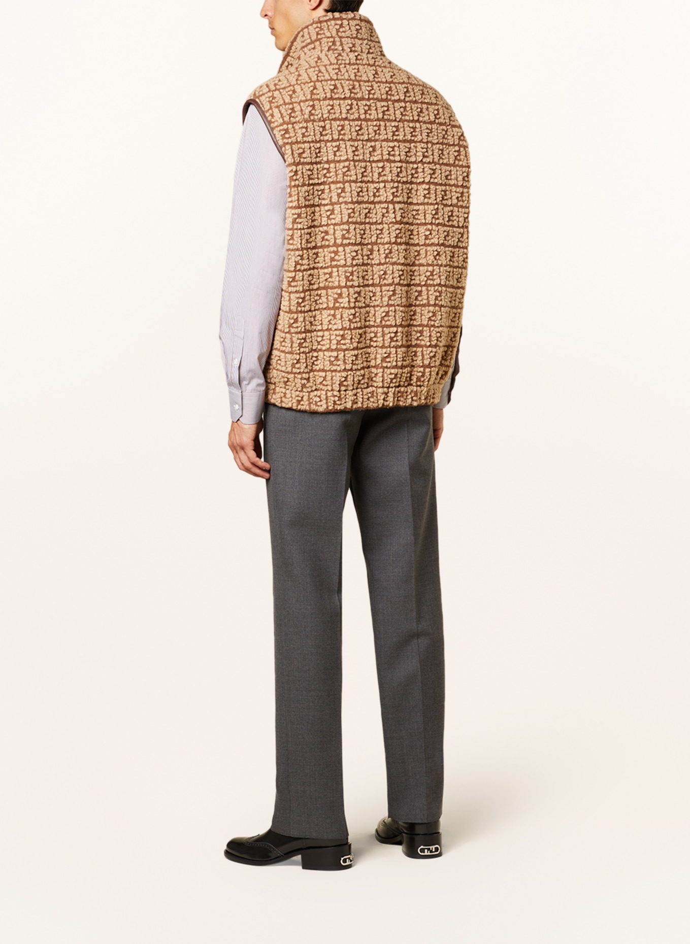 FENDI Bouclé vest, Color: BEIGE/ BROWN (Image 3)