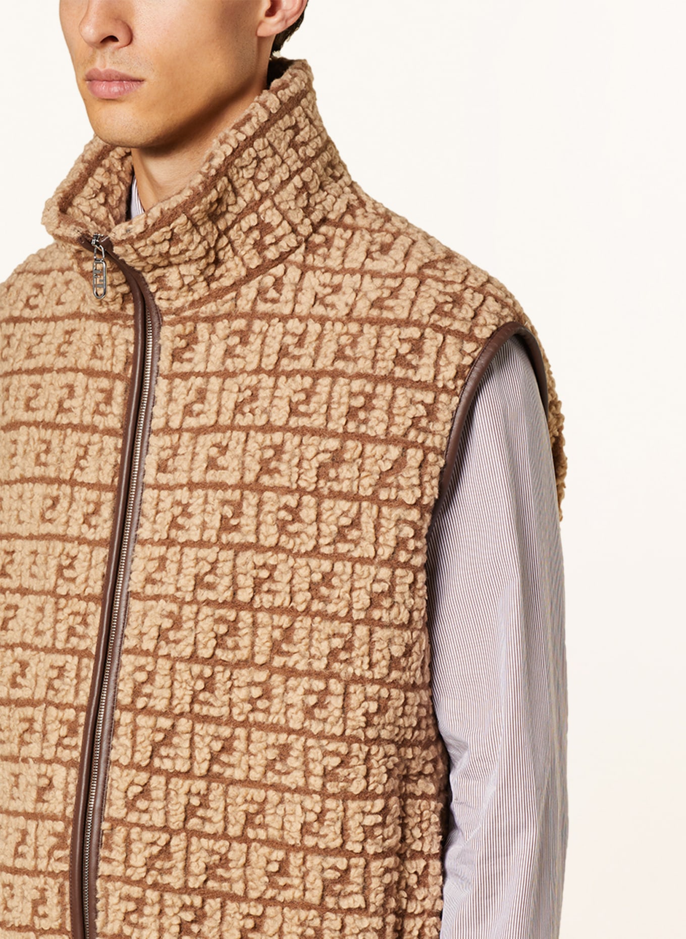 FENDI Bouclé vest, Color: BEIGE/ BROWN (Image 4)