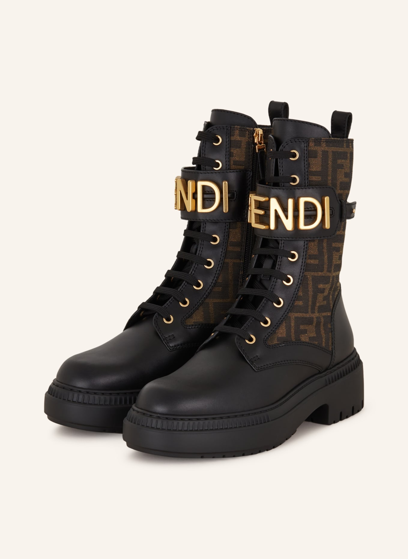 FENDI Biker boots, Color: BLACK/ LIGHT BROWN (Image 1)