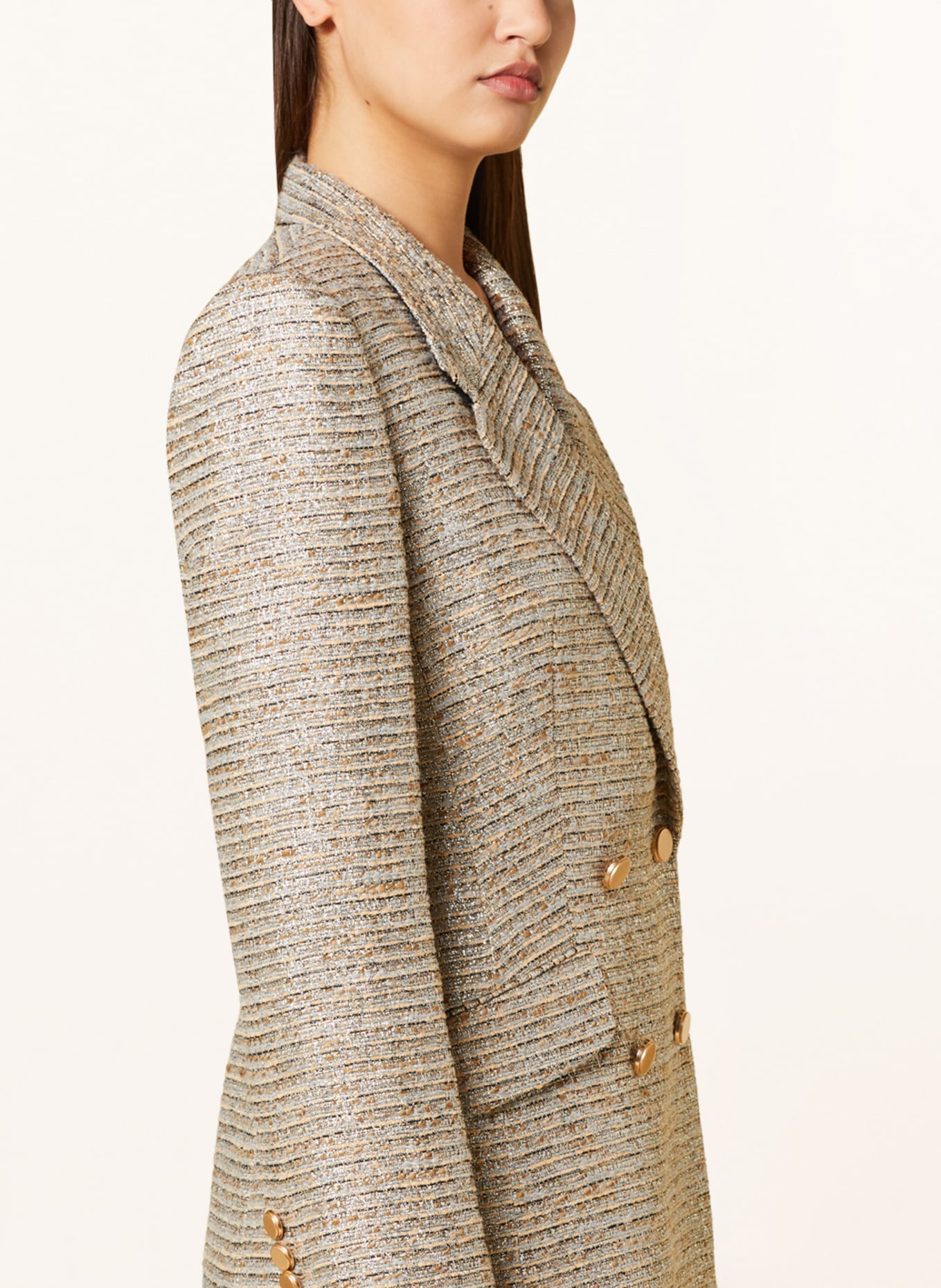 SLY 010 Tweed blazer ANNA with glitter thread, Color: GOLD/ CREAM/ BLACK (Image 4)