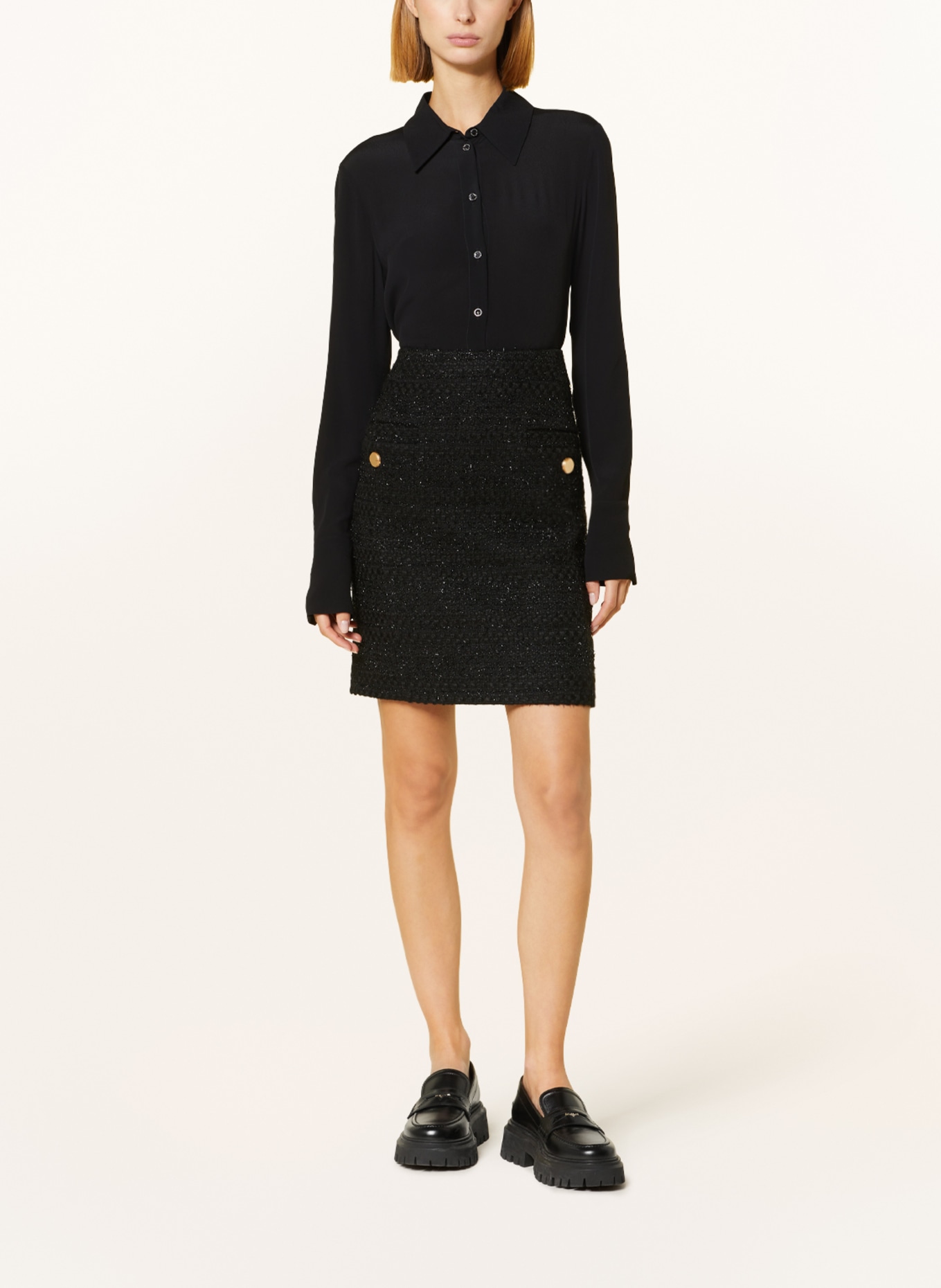 SLY 010 Tweed skirt LARISSA with glitter thread in black