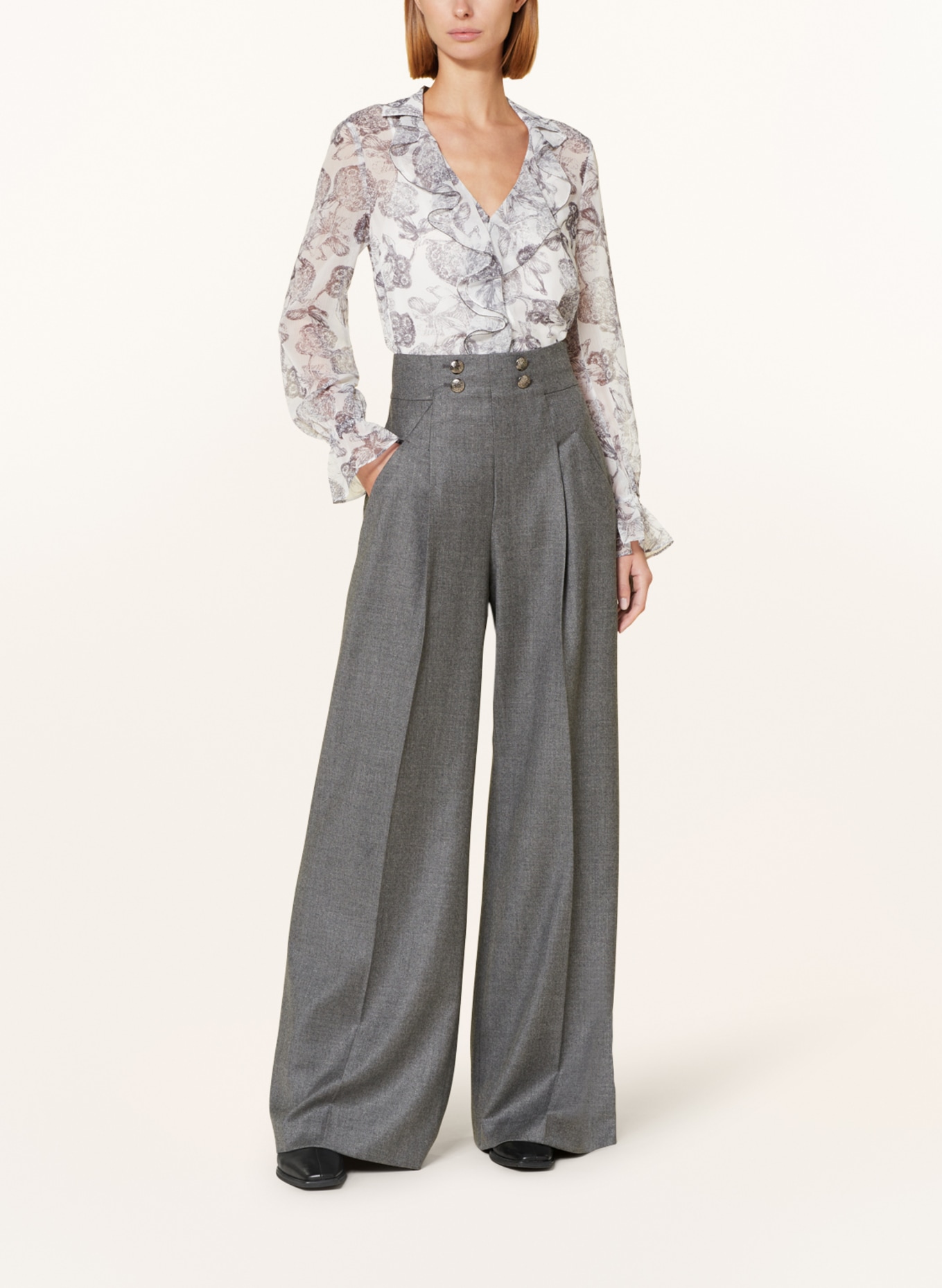 SLY 010 Wide leg trousers with glitter thread, Color: GRAY (Image 2)