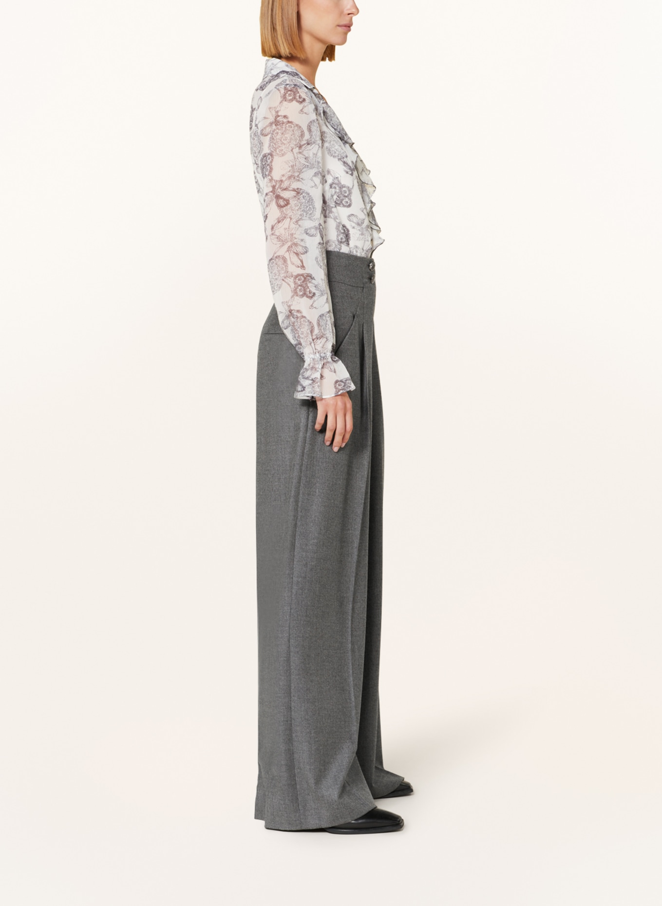 SLY 010 Wide leg trousers with glitter thread, Color: GRAY (Image 4)