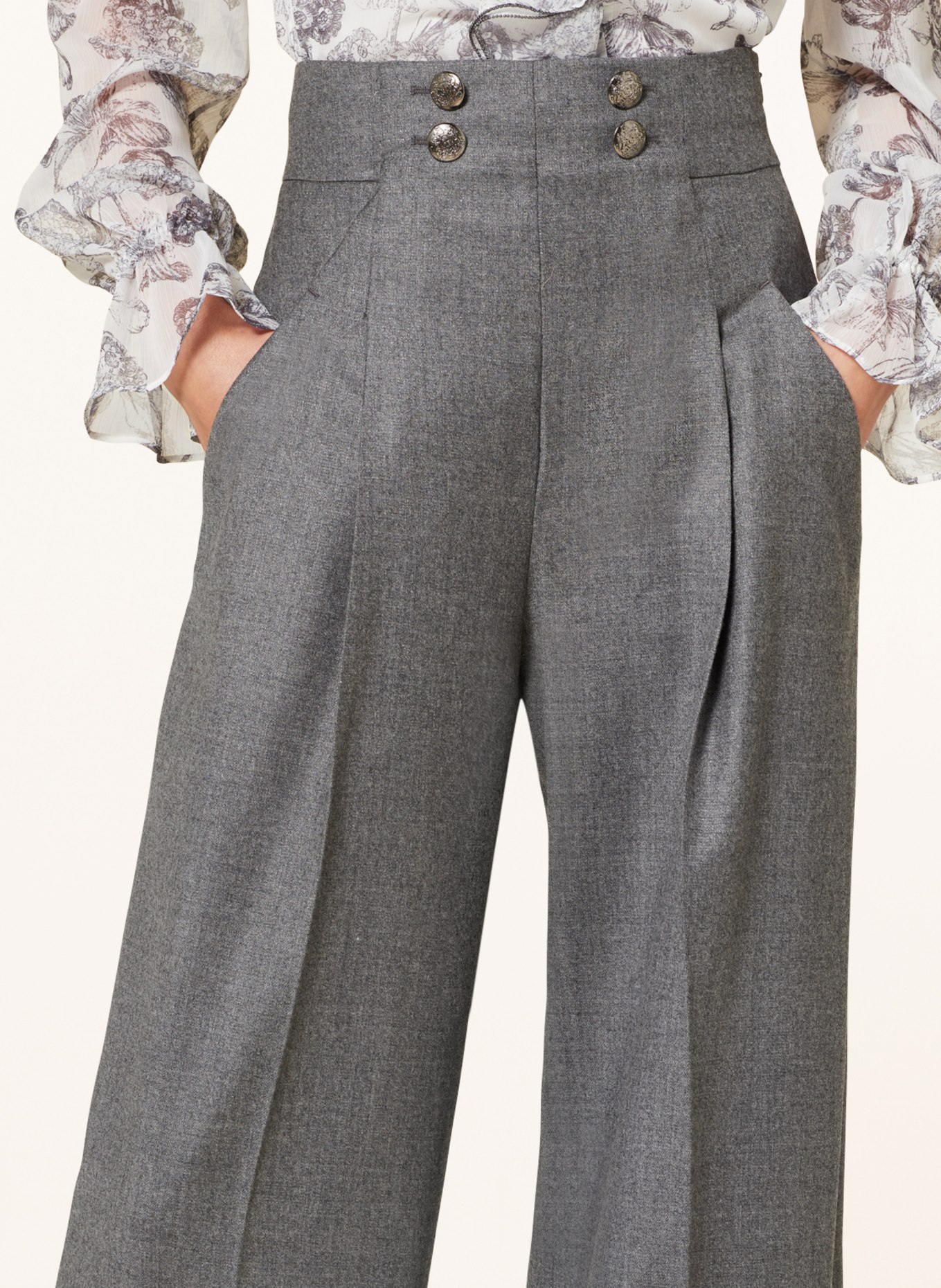 SLY 010 Wide leg trousers with glitter thread, Color: GRAY (Image 5)