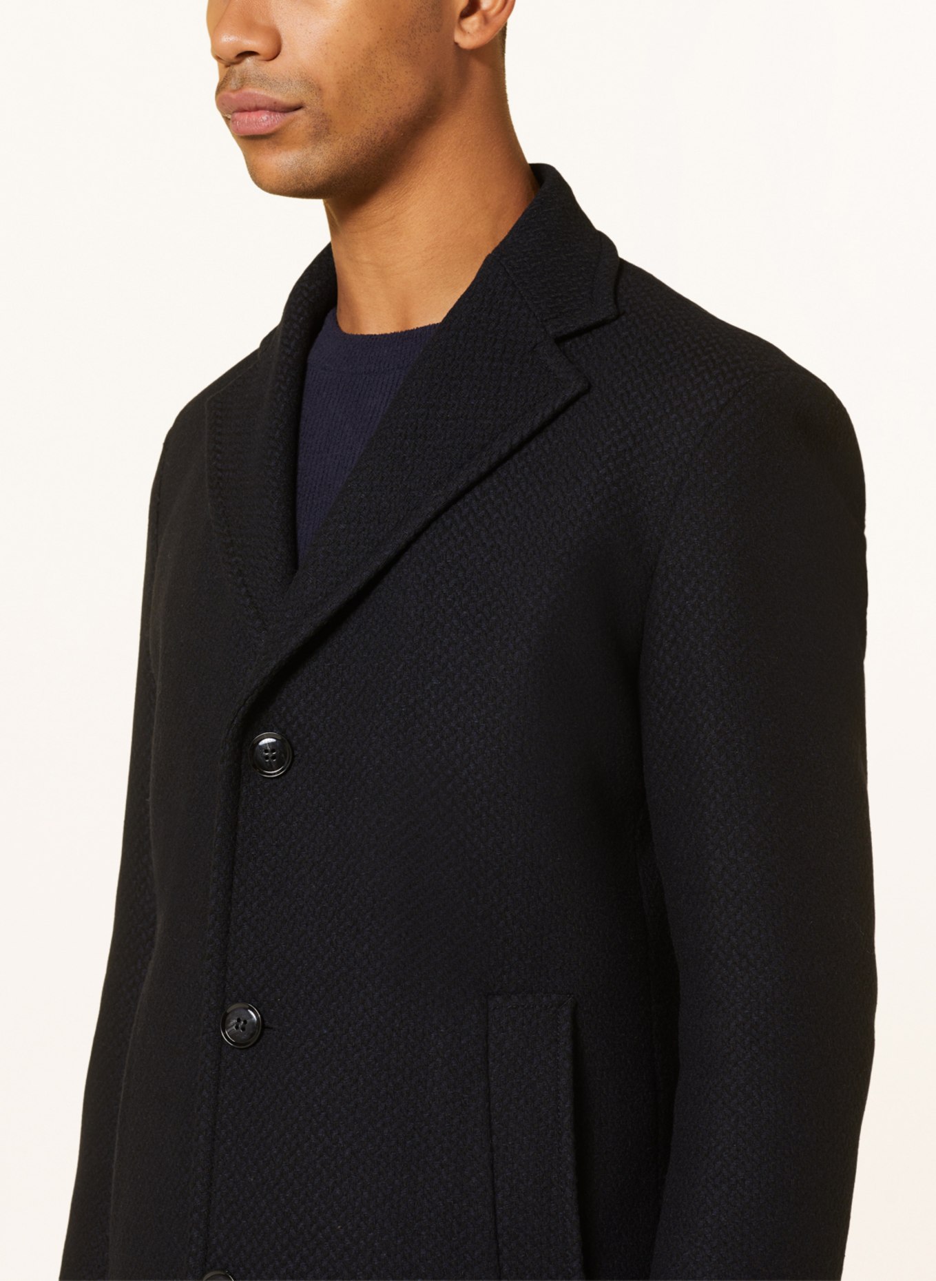 STRELLSON Wool coat BARONZ 2.0 with removable trim in dark blue blue