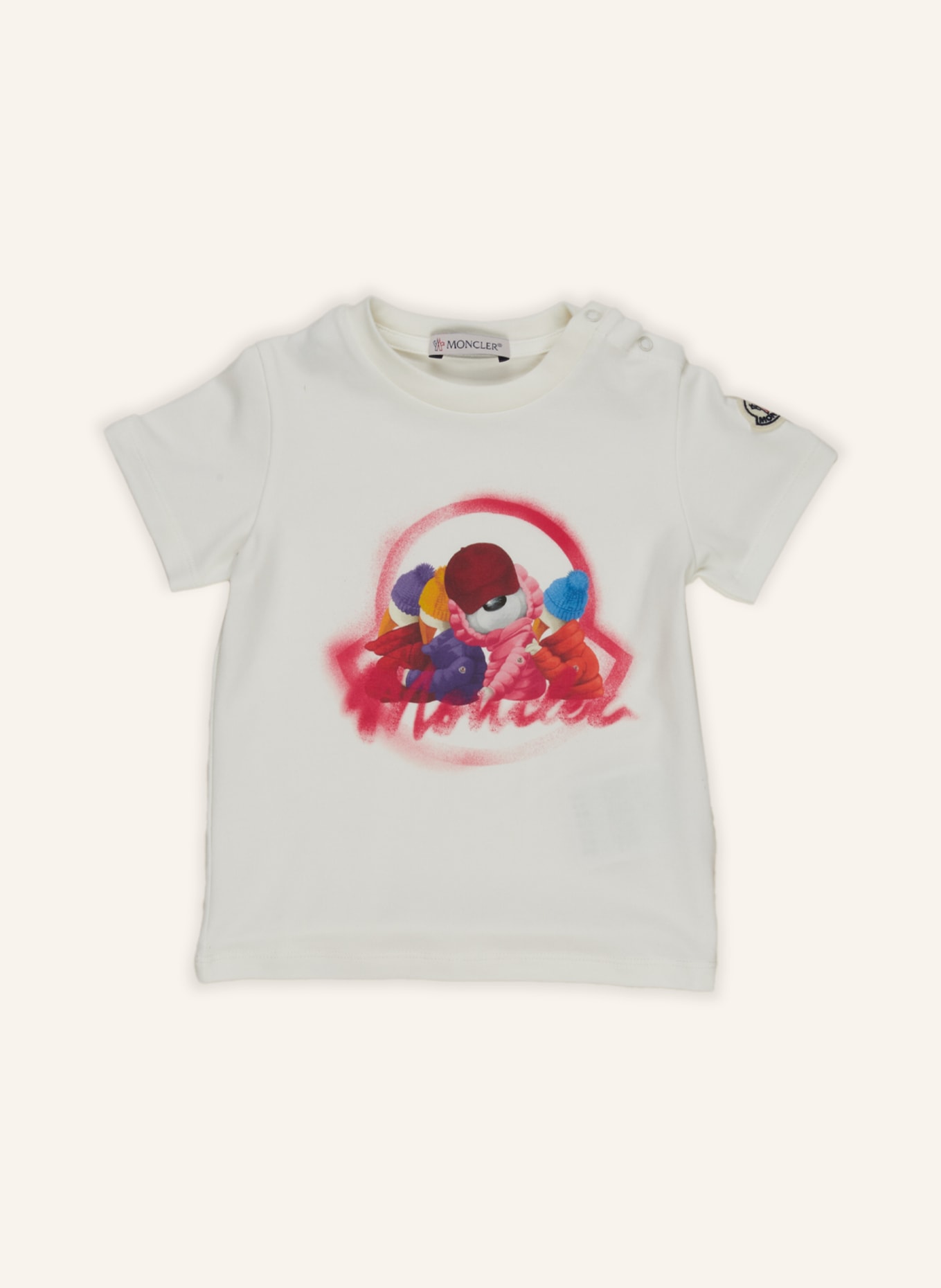 MONCLER enfant T-Shirt, Farbe: WEISS/ NEONROT/ HELLROT (Bild 1)