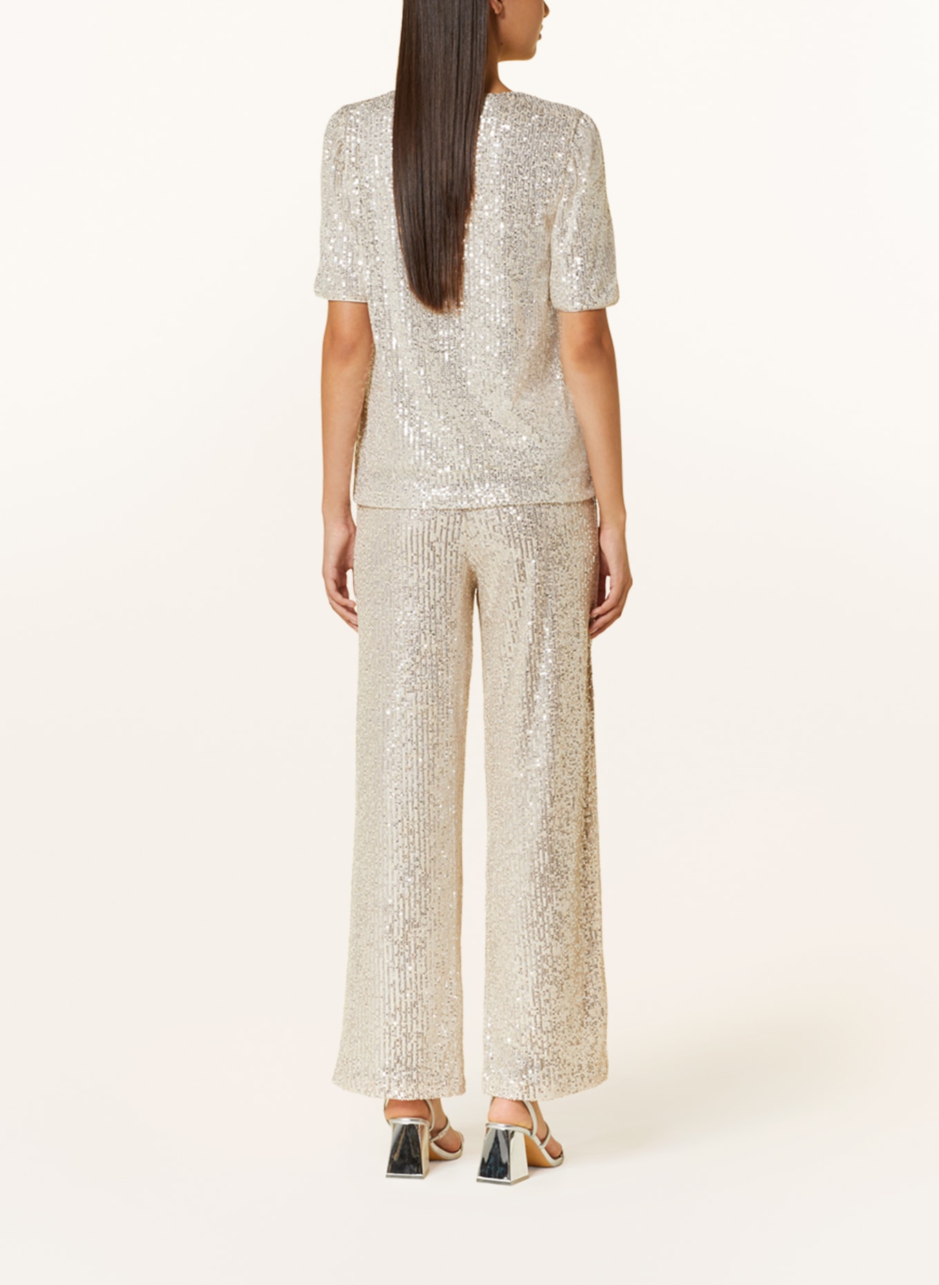 ICHI Wide leg trousers IHFAUCI with sequins, Color: BEIGE (Image 3)